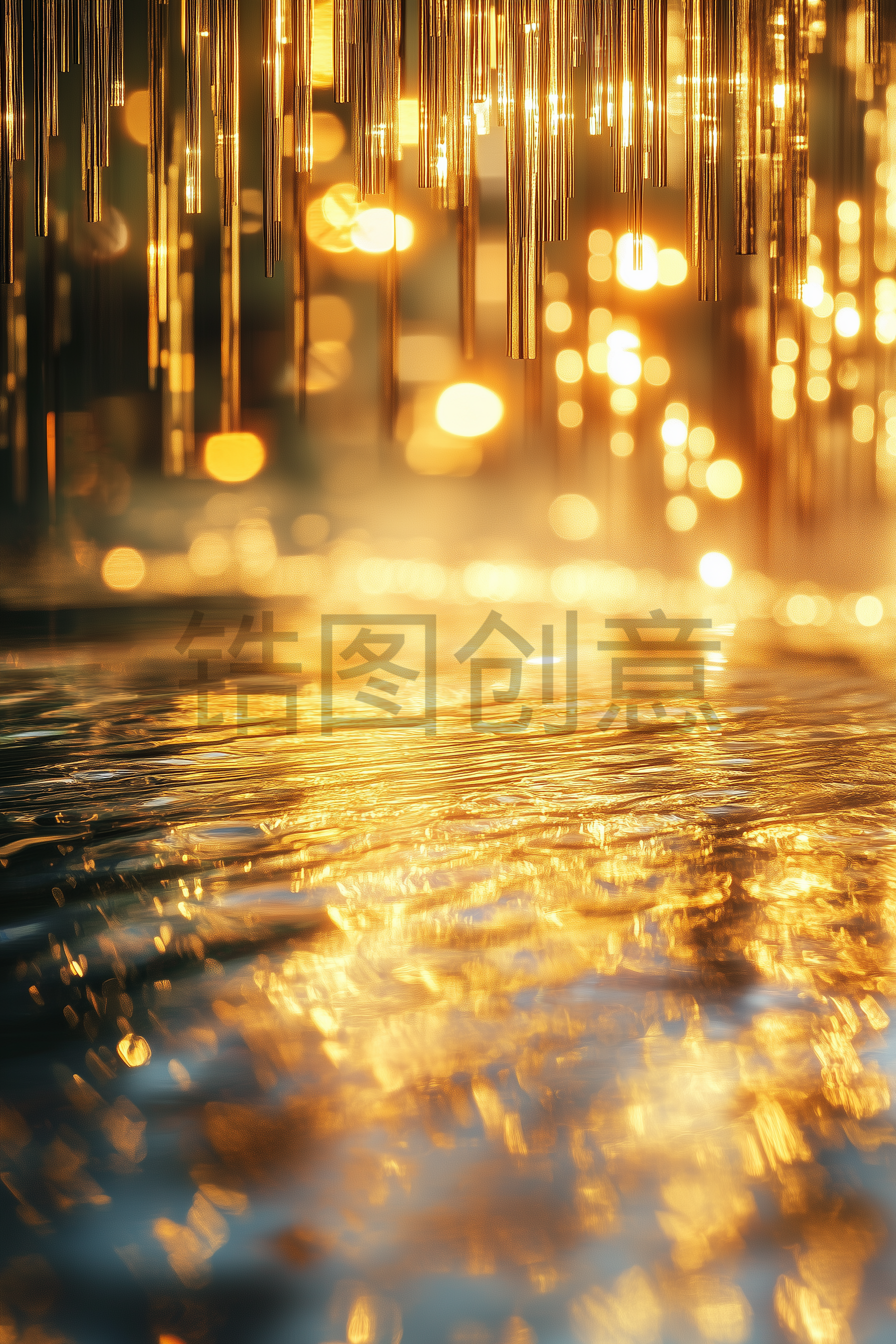 水面波纹金色光斑抽象背景