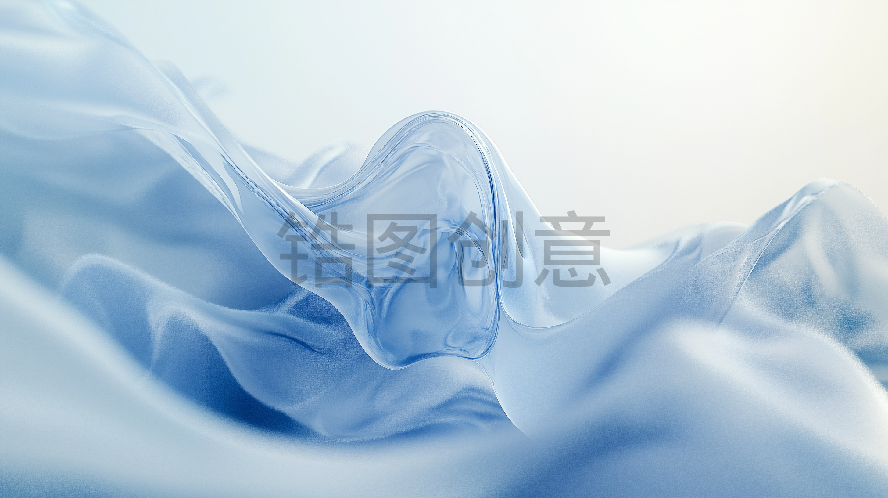 蓝色柔和渐变流动曲线抽象背景
