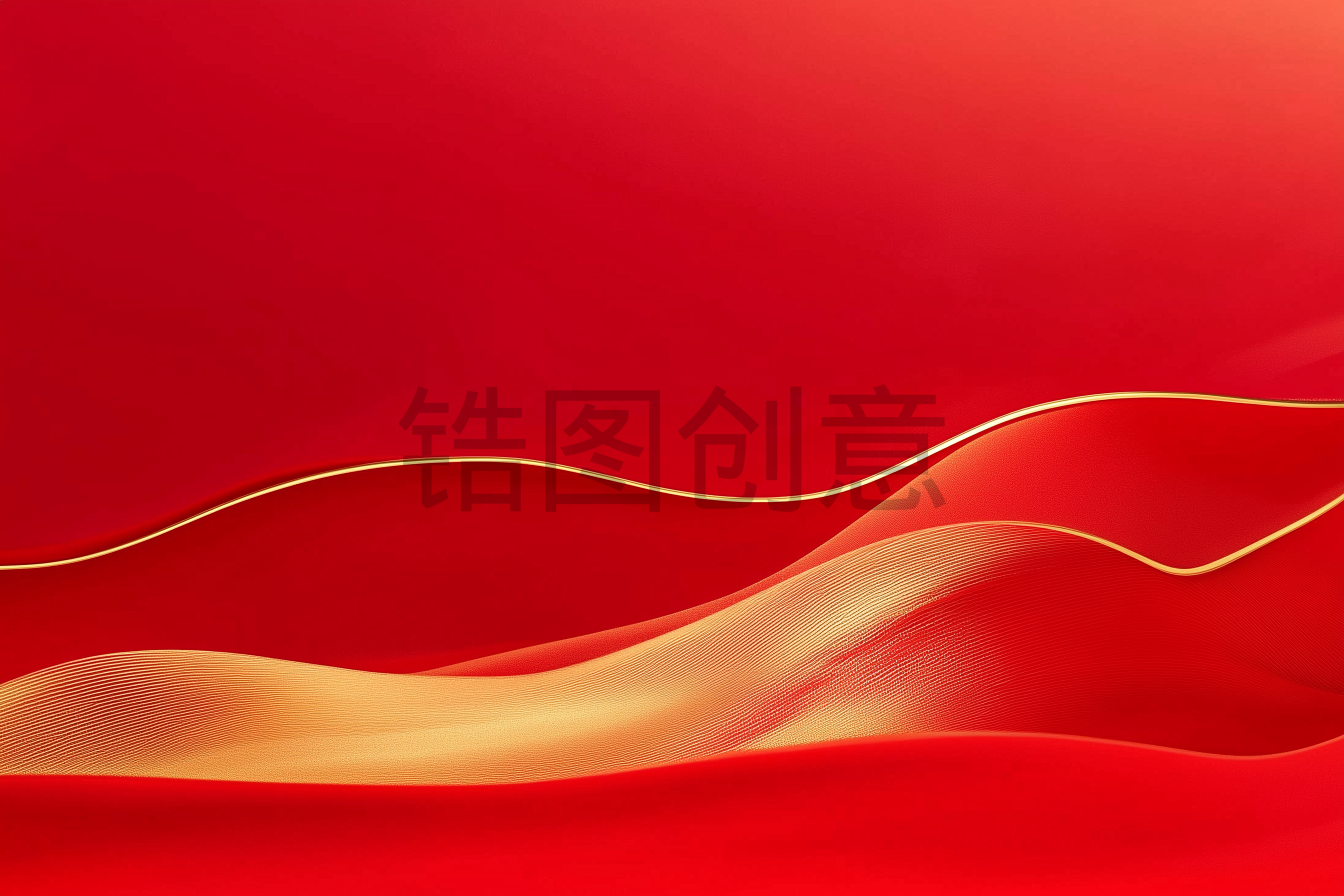 红色国风喜庆鎏金粒子红色渐变曲线流动纹理背景