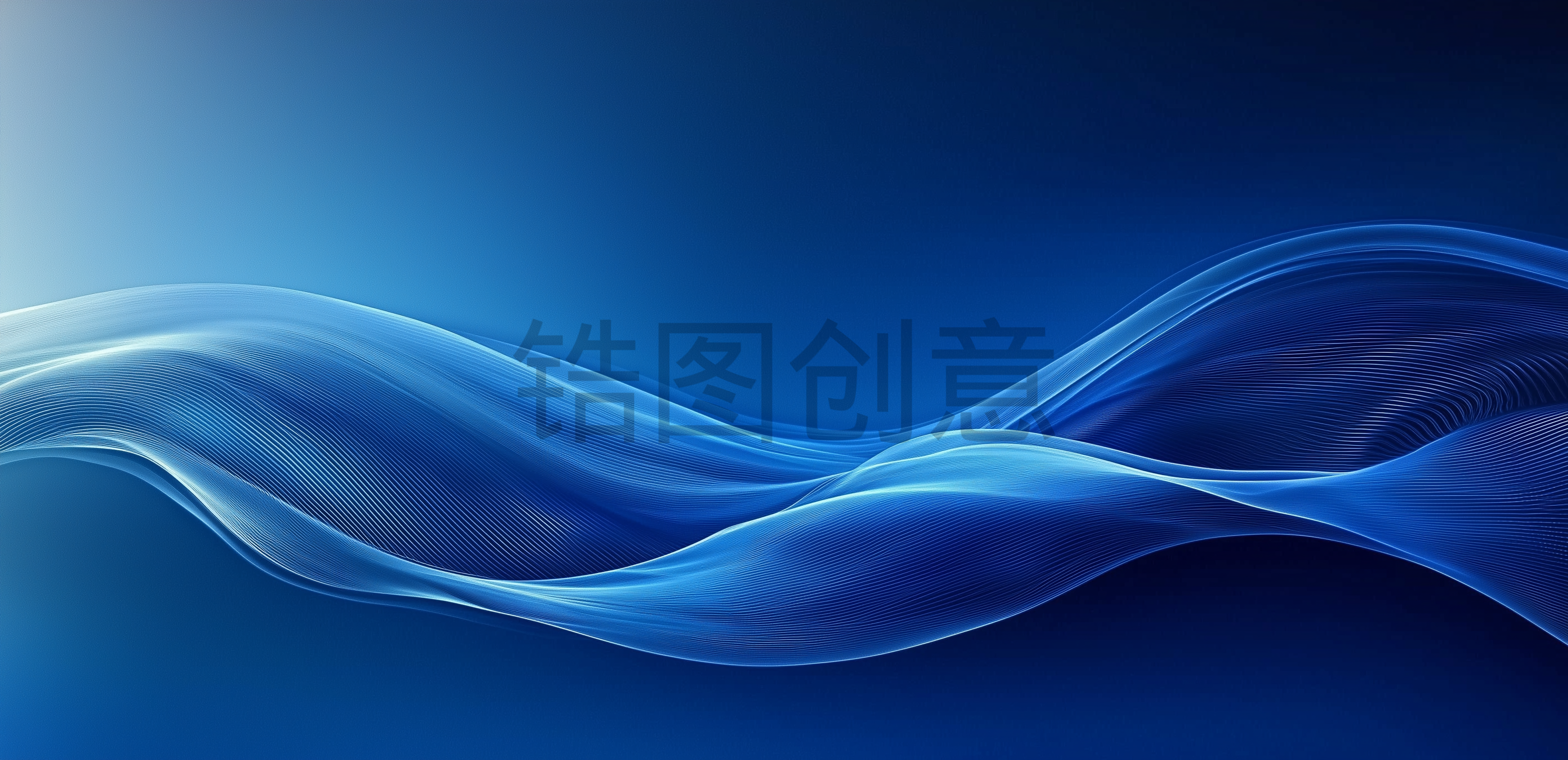 波浪流动曲线抽象蓝色渐变肌理质感背景