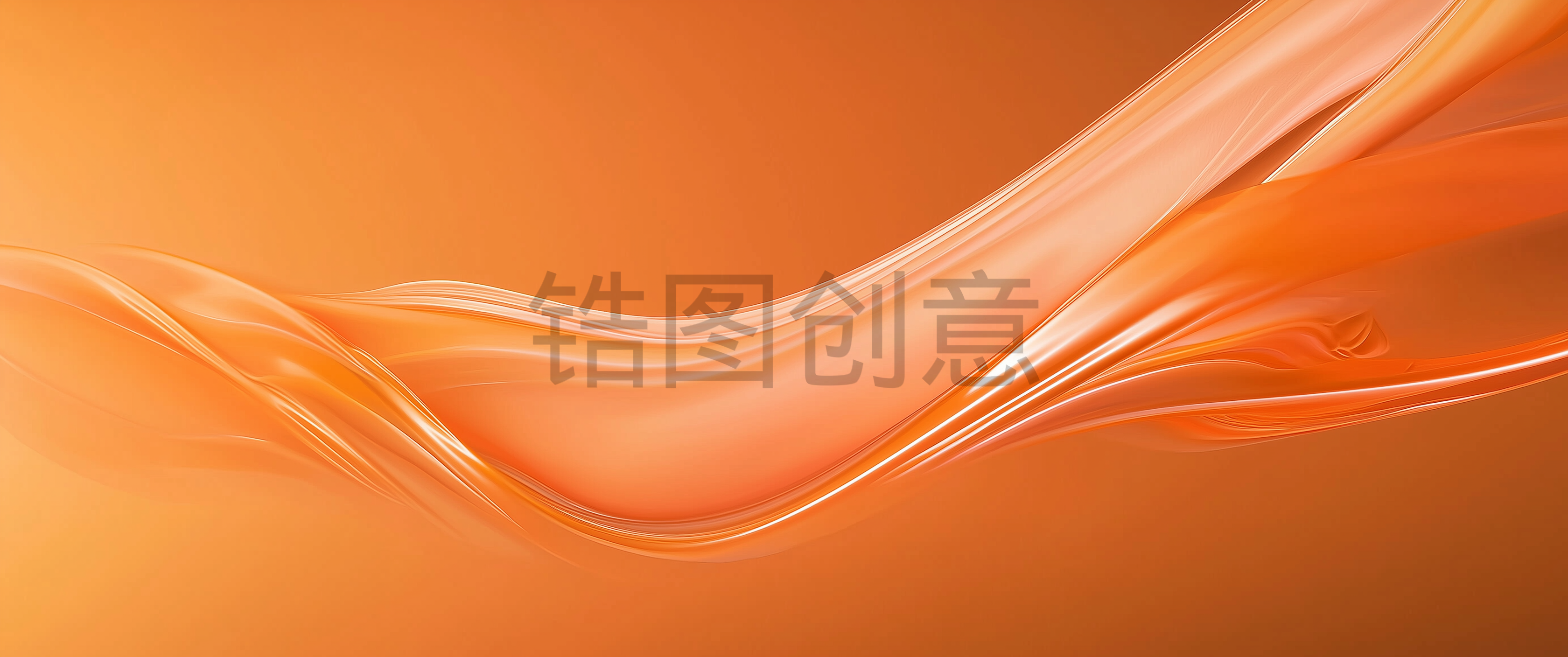 波浪流动曲线抽象橙色渐变肌理质感背景