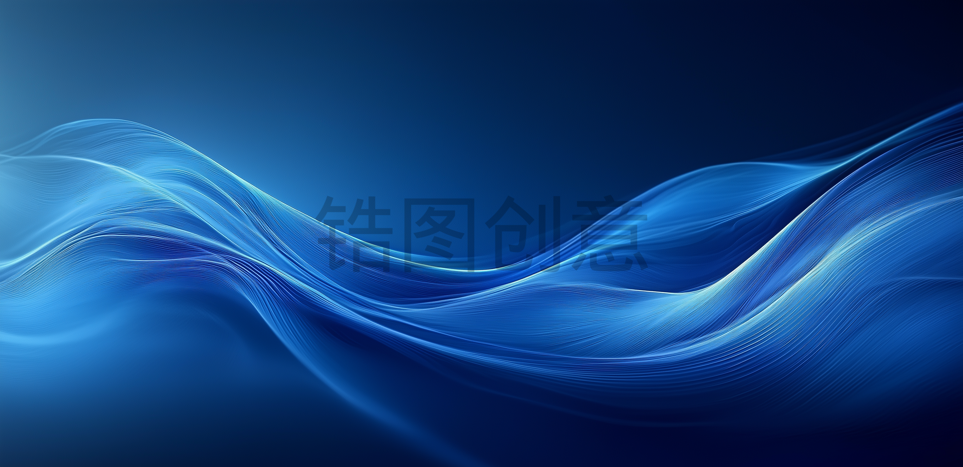 波浪流动曲线抽象蓝色渐变肌理质感背景