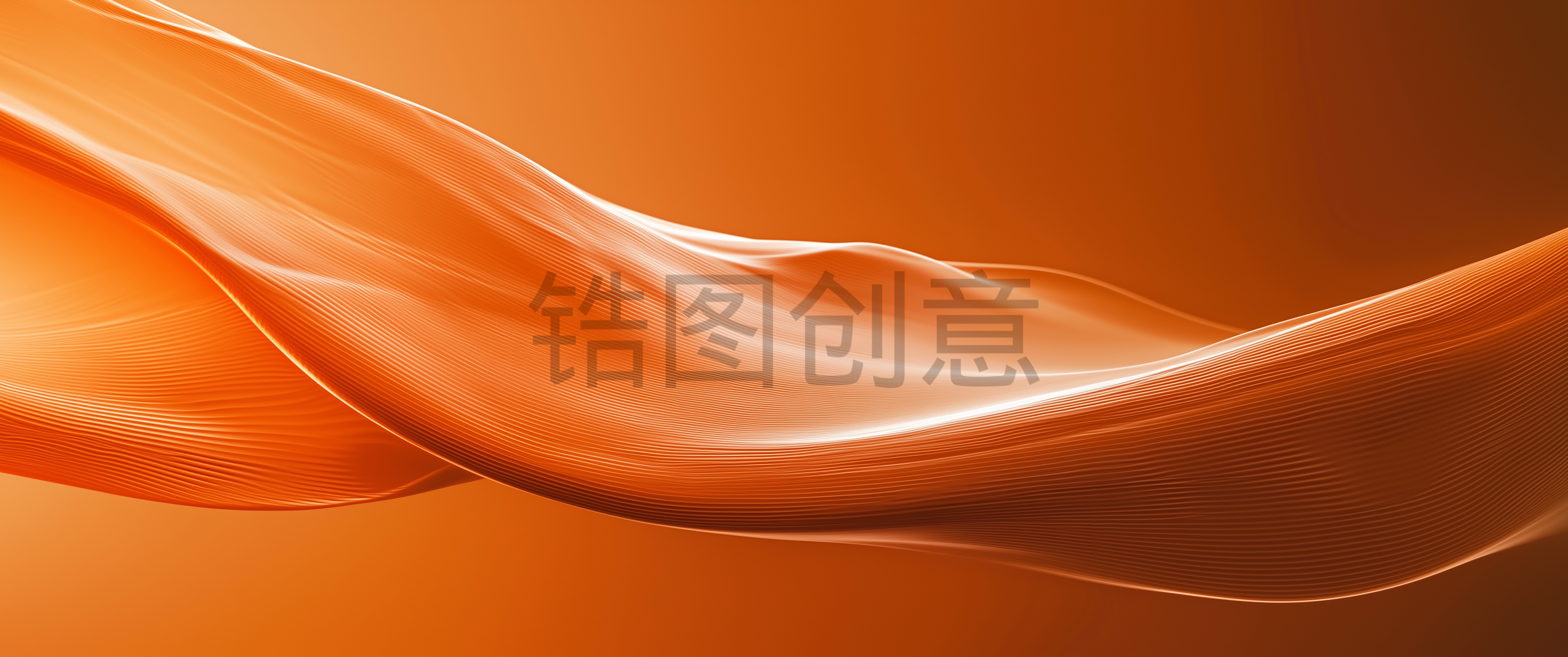 波浪流动曲线抽象橙色渐变肌理质感背景