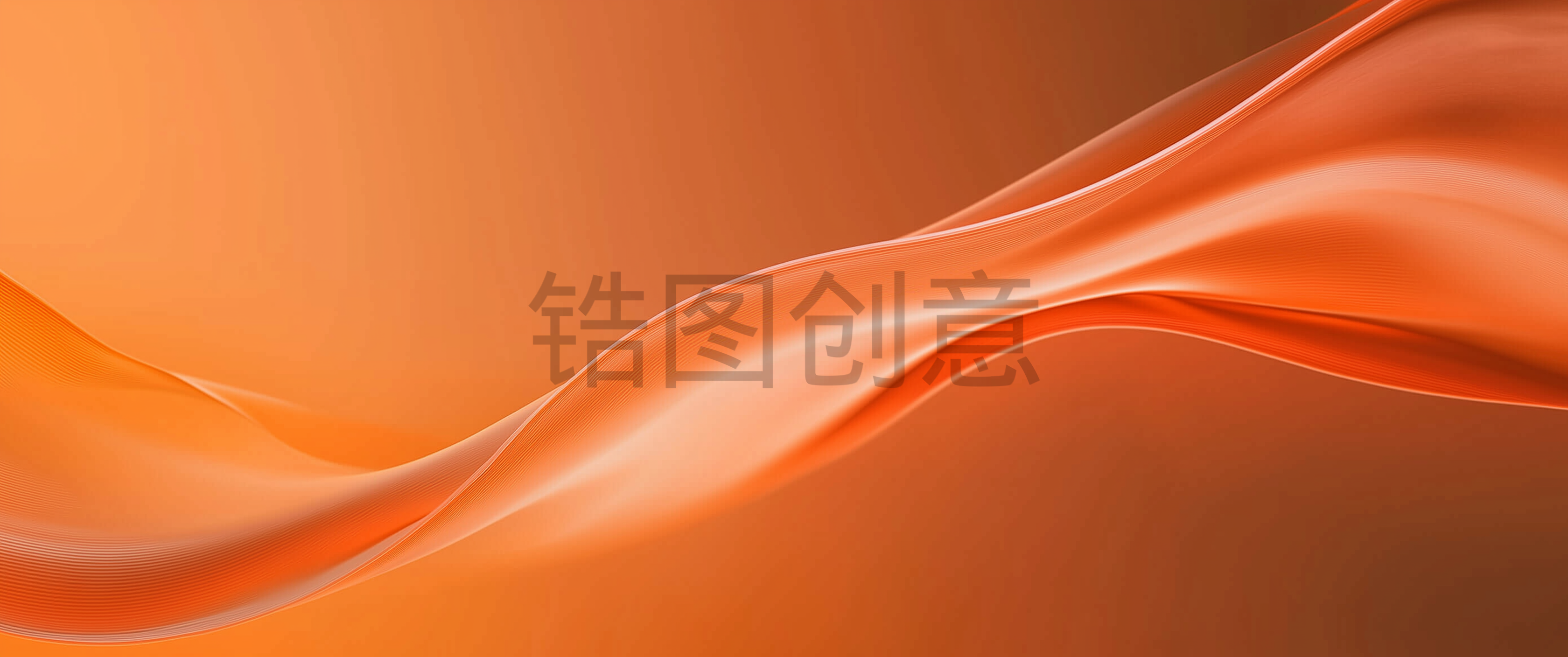 波浪流动丝绸曲线抽象橙色渐变背景