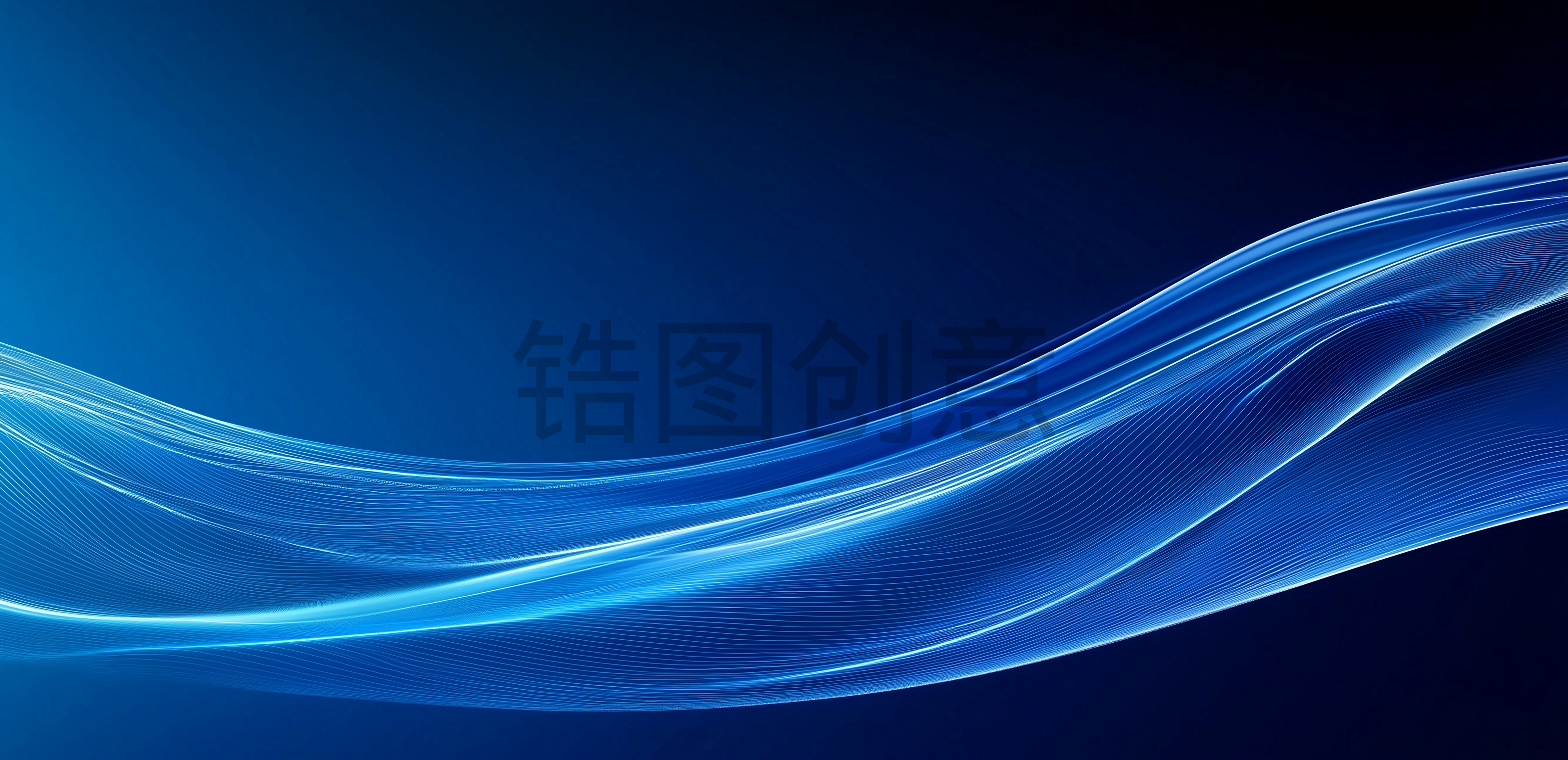 波浪流动曲线抽象蓝色渐变肌理质感背景