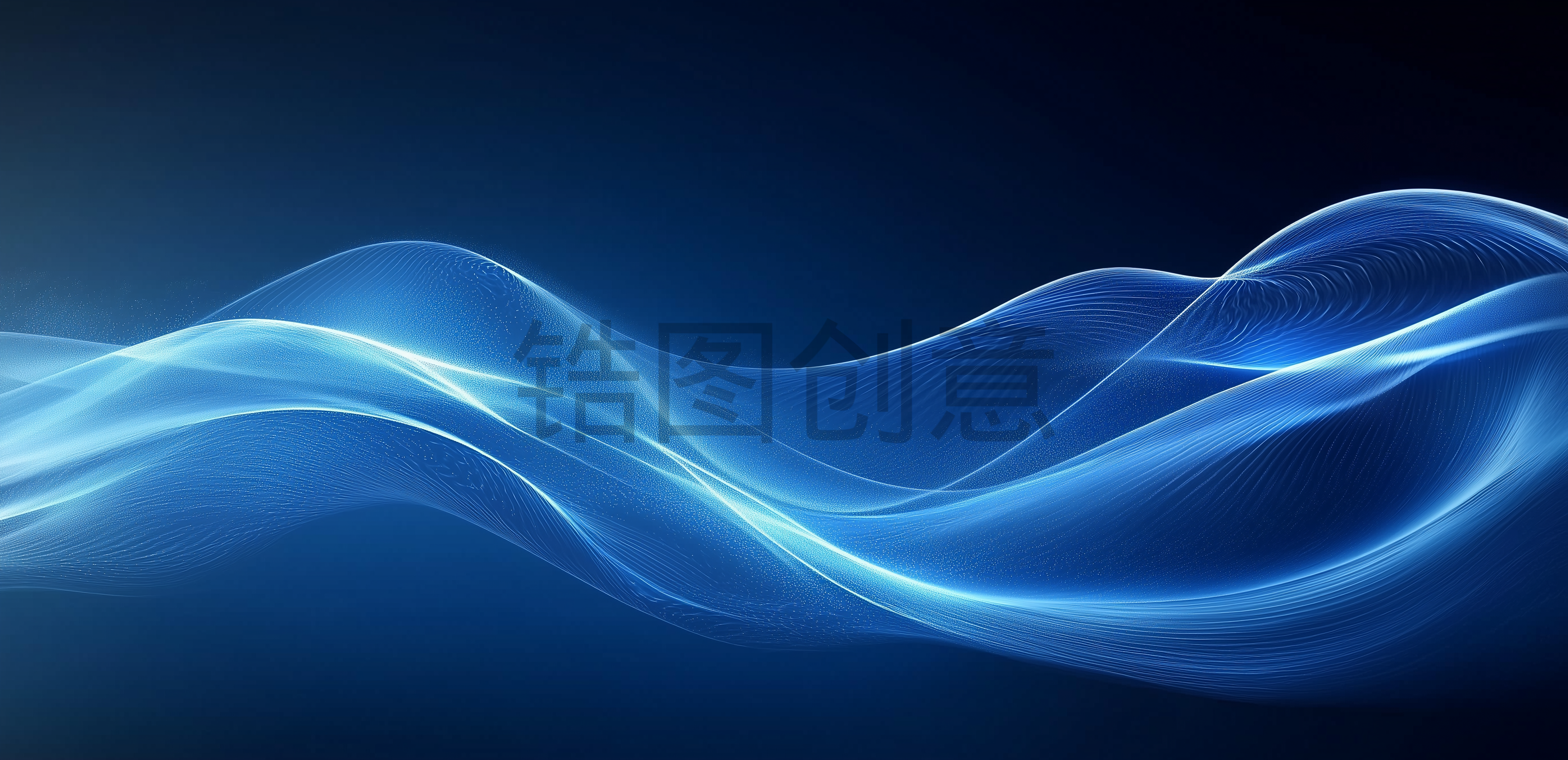 波浪流动曲线抽象蓝色渐变肌理质感背景