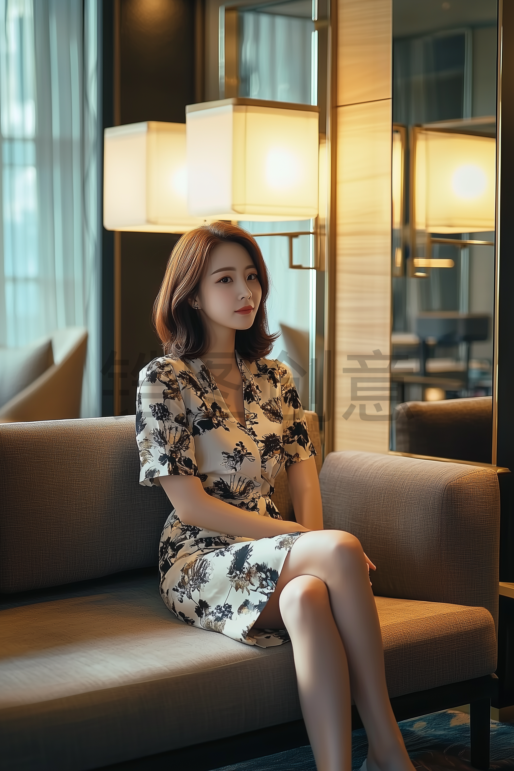 沙发上知性女性亚洲人像人物模特
