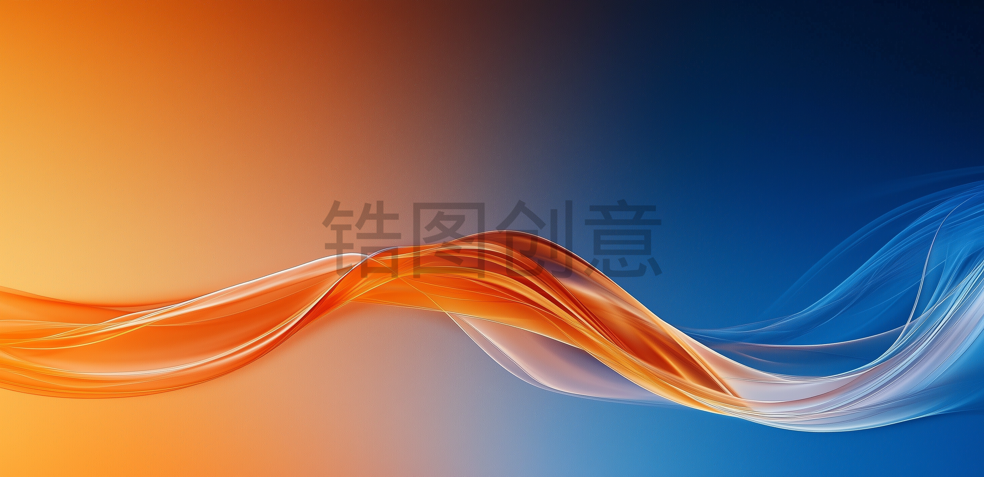 波浪流动曲线抽象肌理质感蓝色橙色渐变背景
