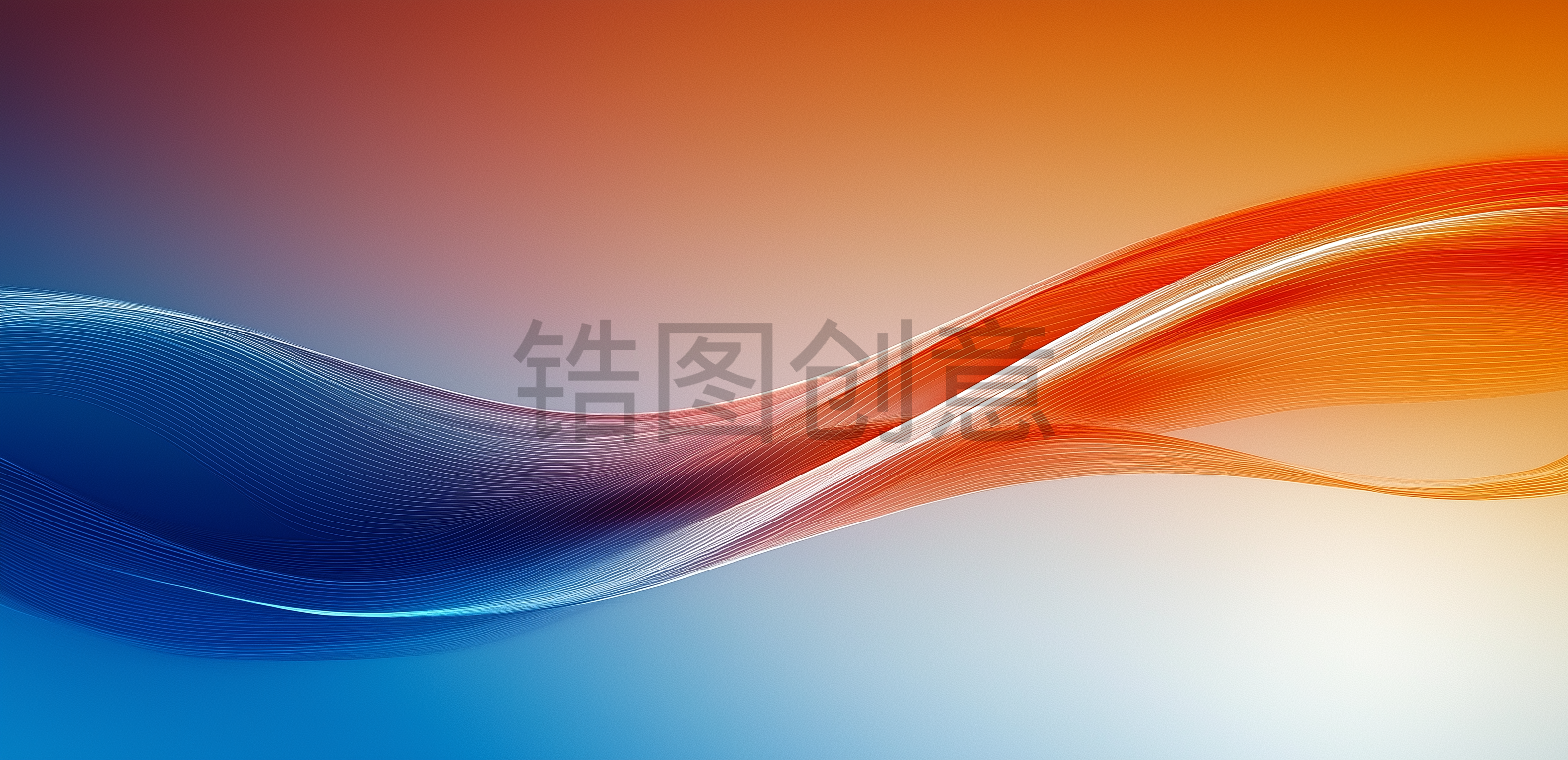 波浪流动曲线抽象肌理质感蓝色橙色渐变背景