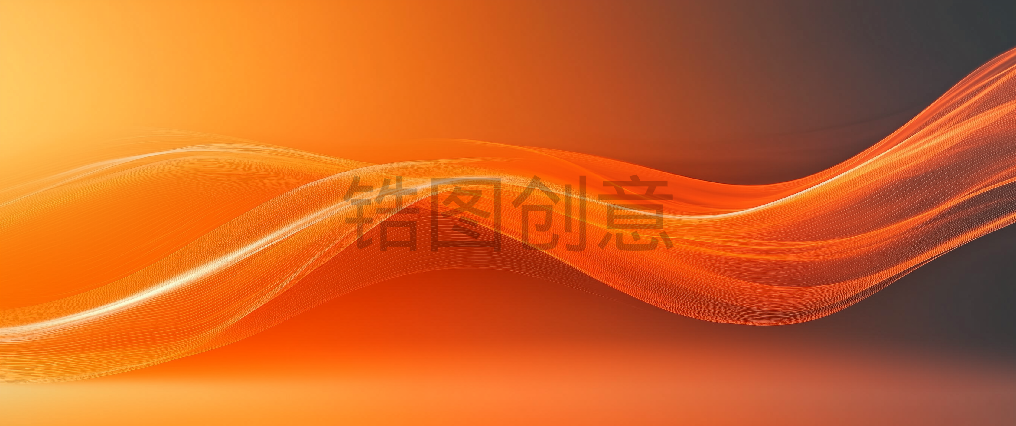 波浪流动曲线抽象肌理质感橙色渐变背景
