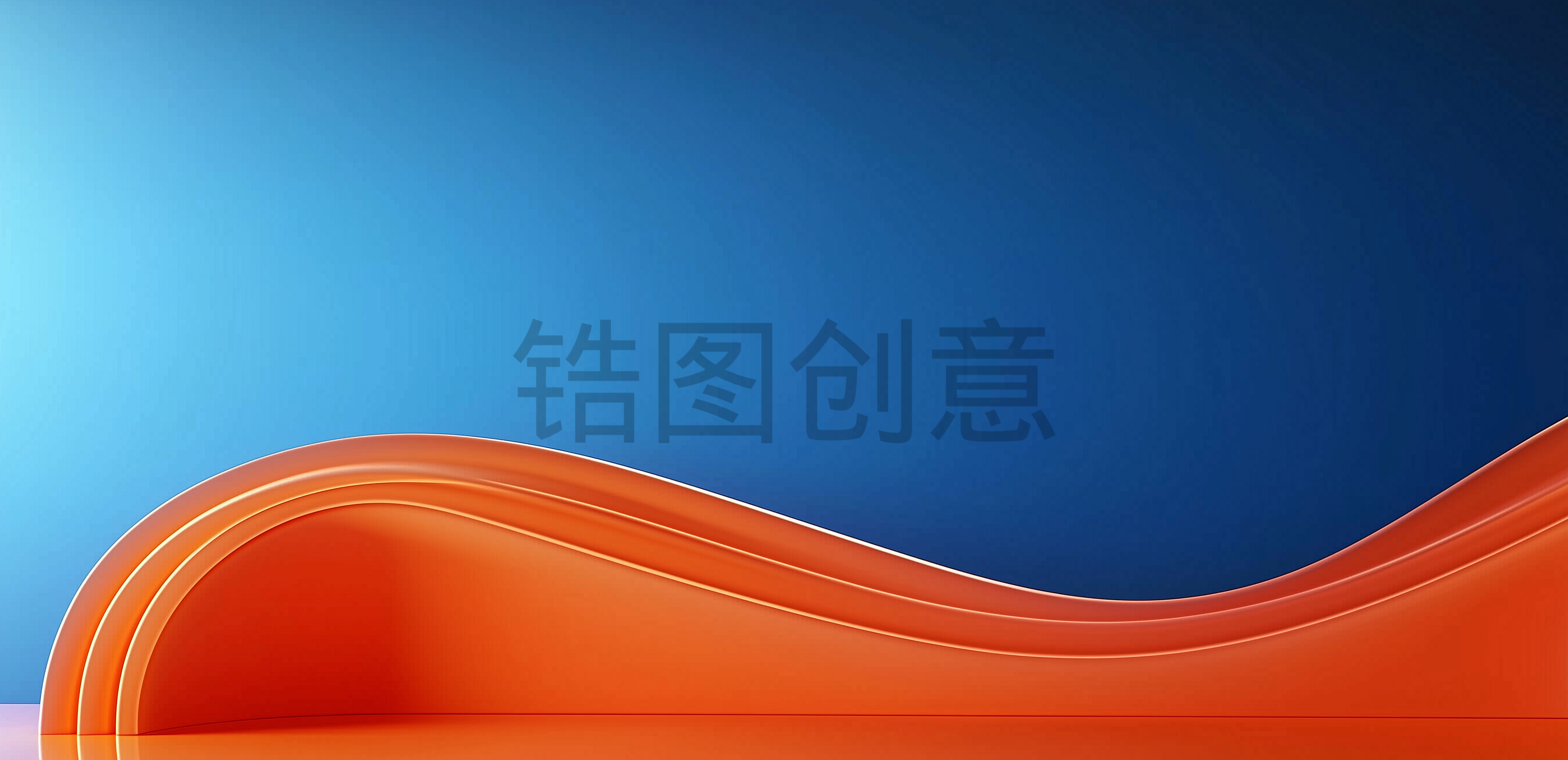 波浪流动曲线抽象肌理质感蓝色橙色渐变背景