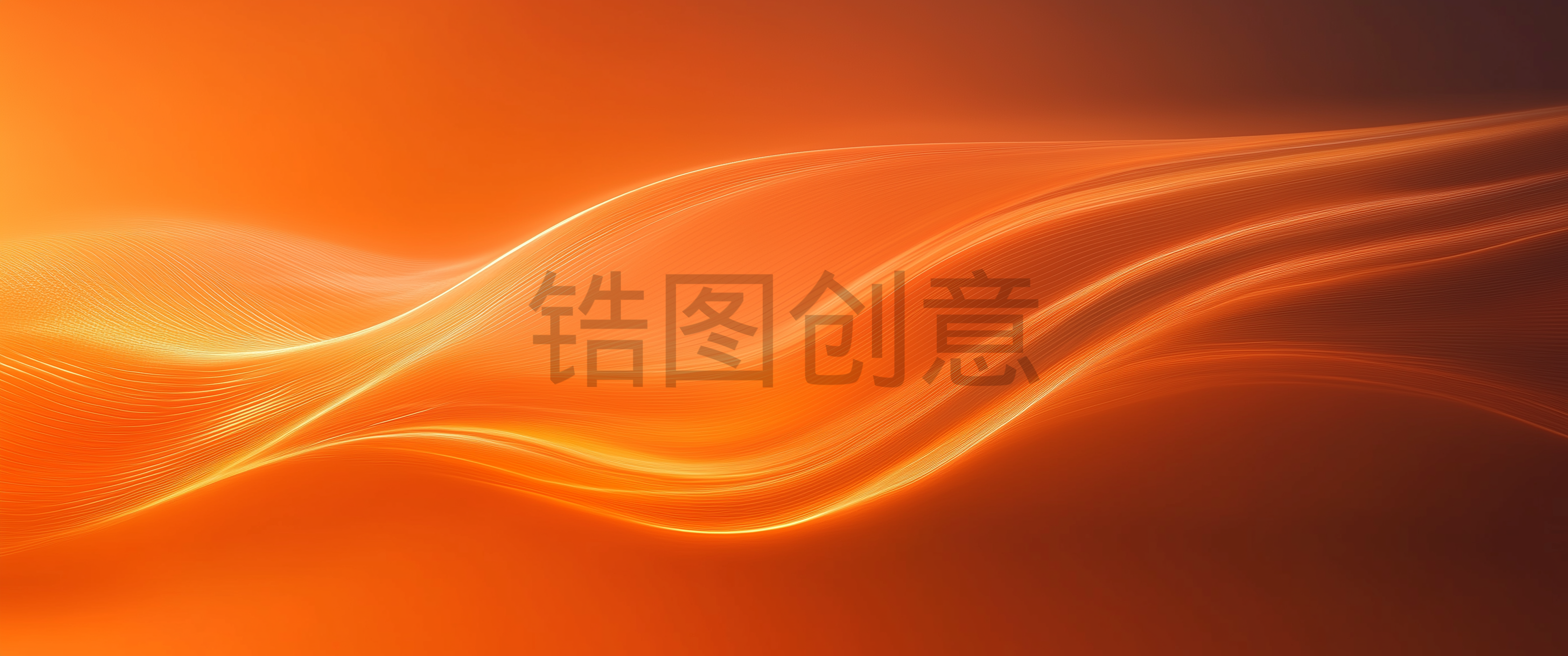 波浪流动曲线抽象肌理质感橙色渐变背景
