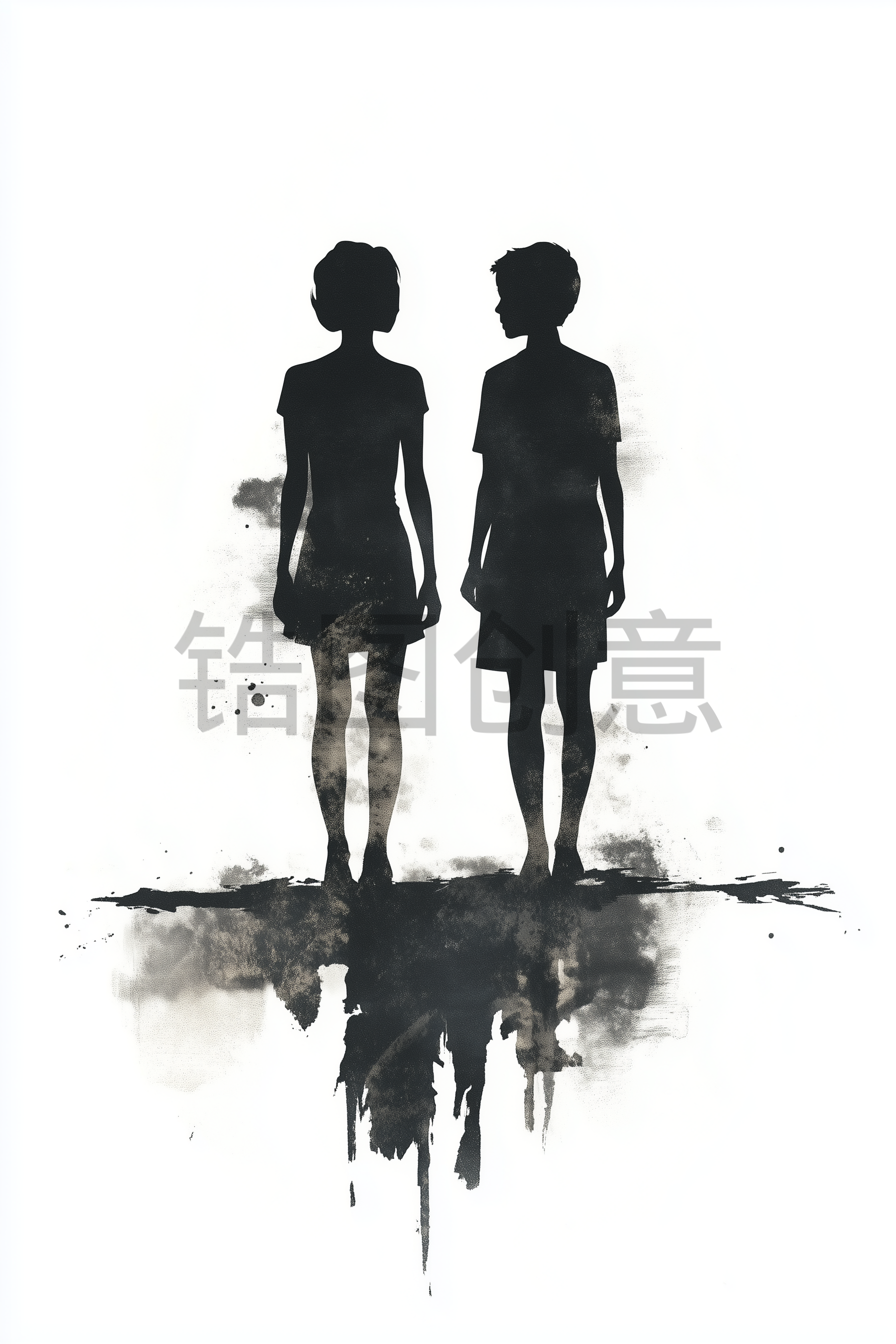 男女通用人物剪影背景素材