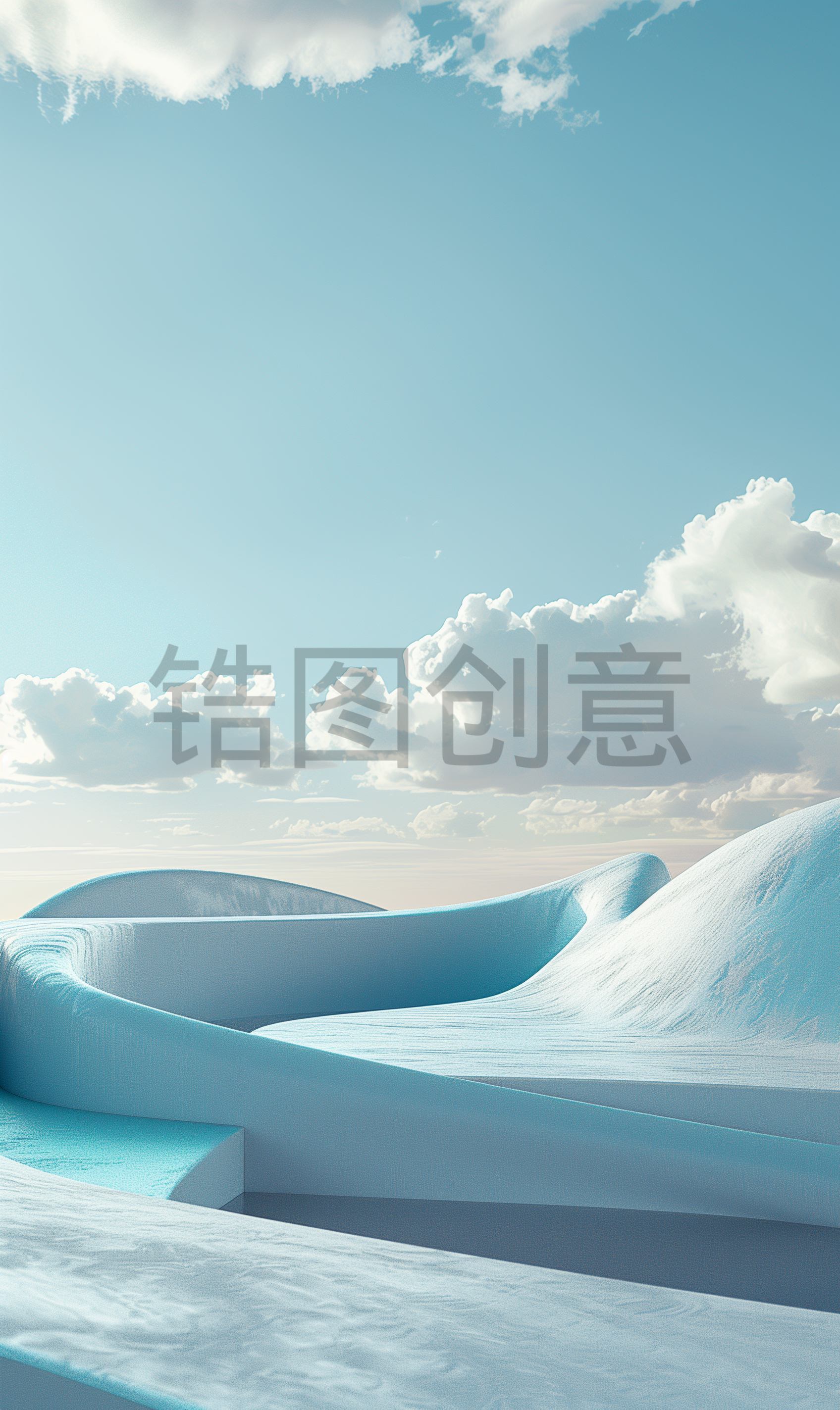 定设网-建筑系列蓝色大气建筑空间简约空间感渐变背景