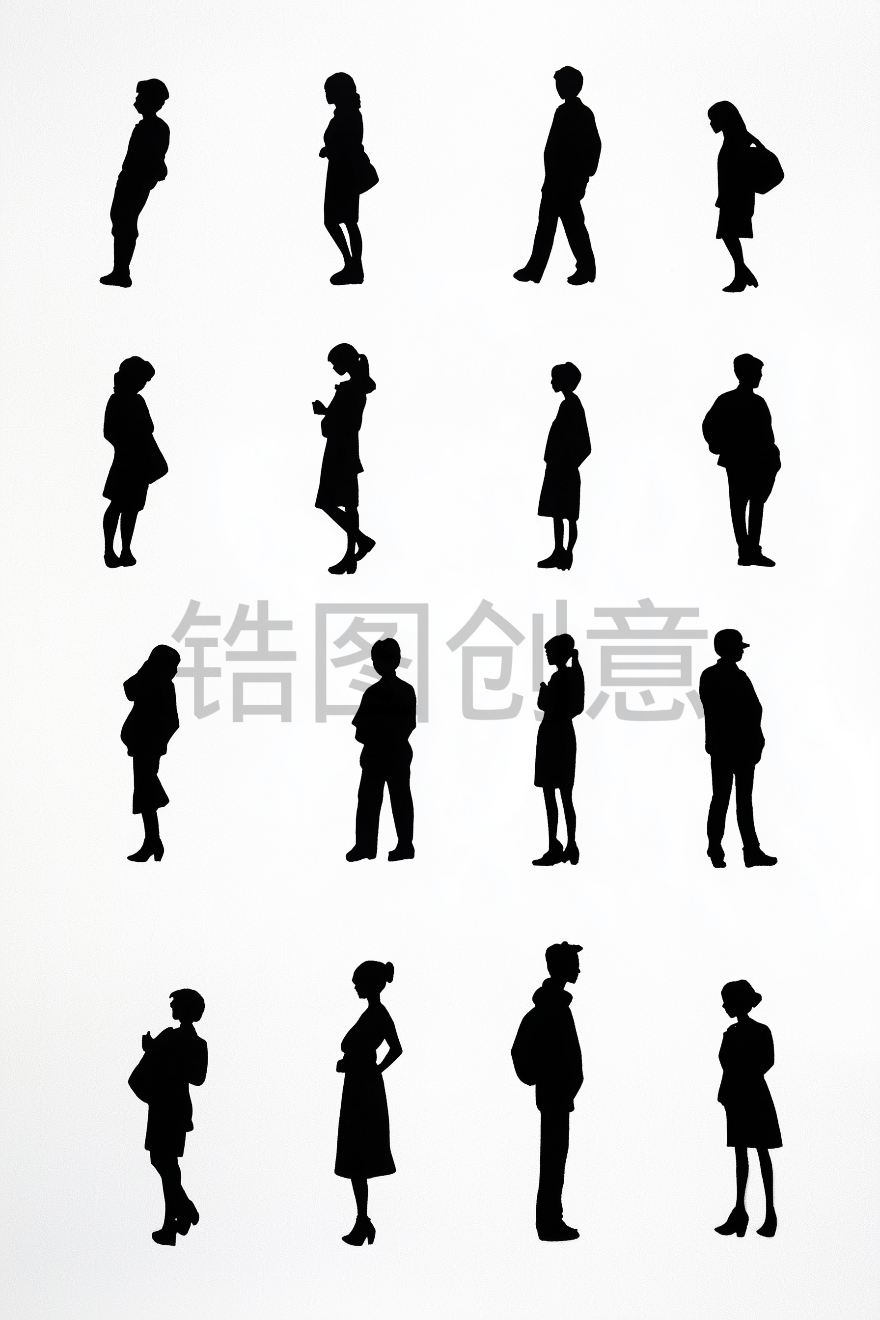 男女通用人物剪影背景素材