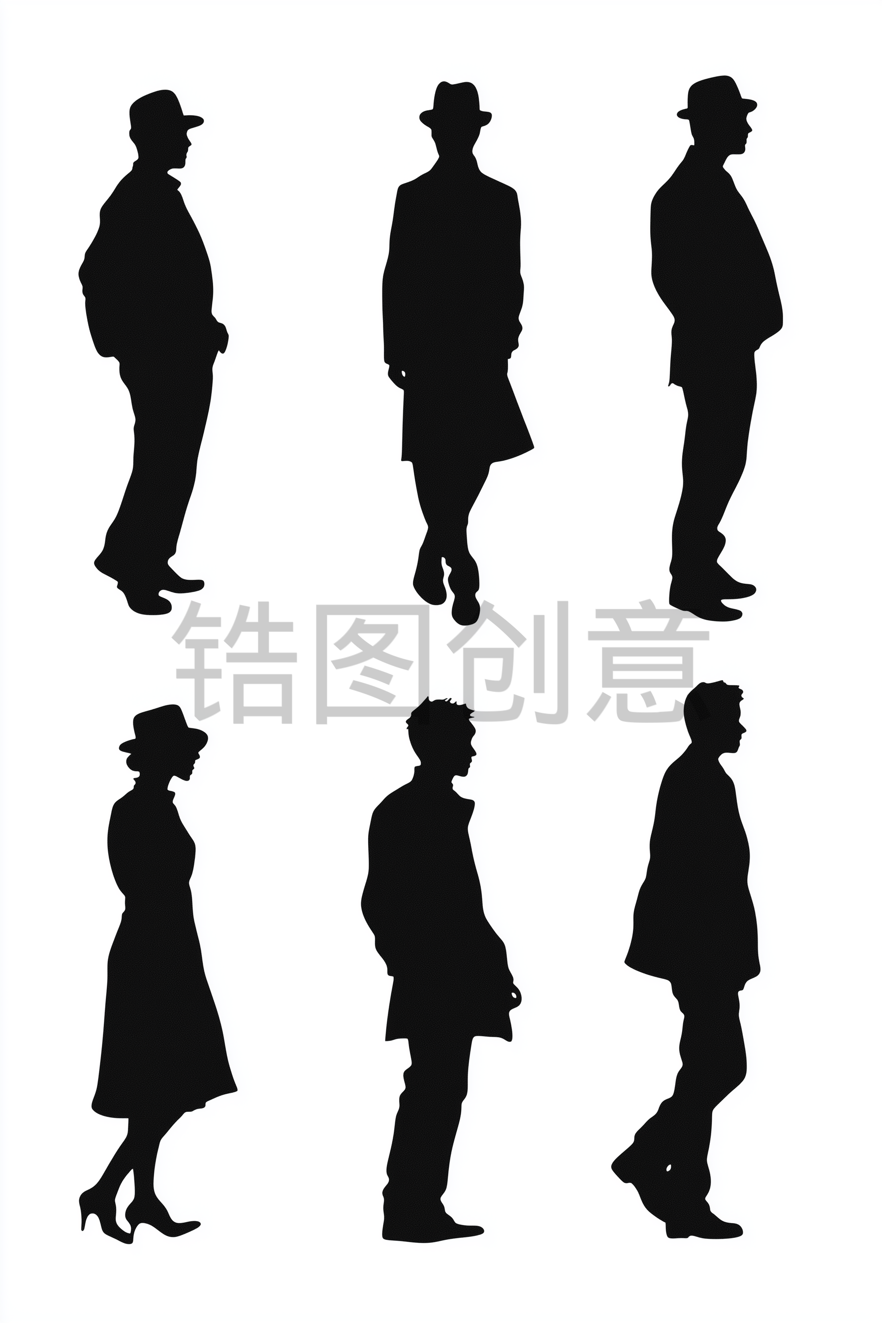 男女通用人物剪影背景素材