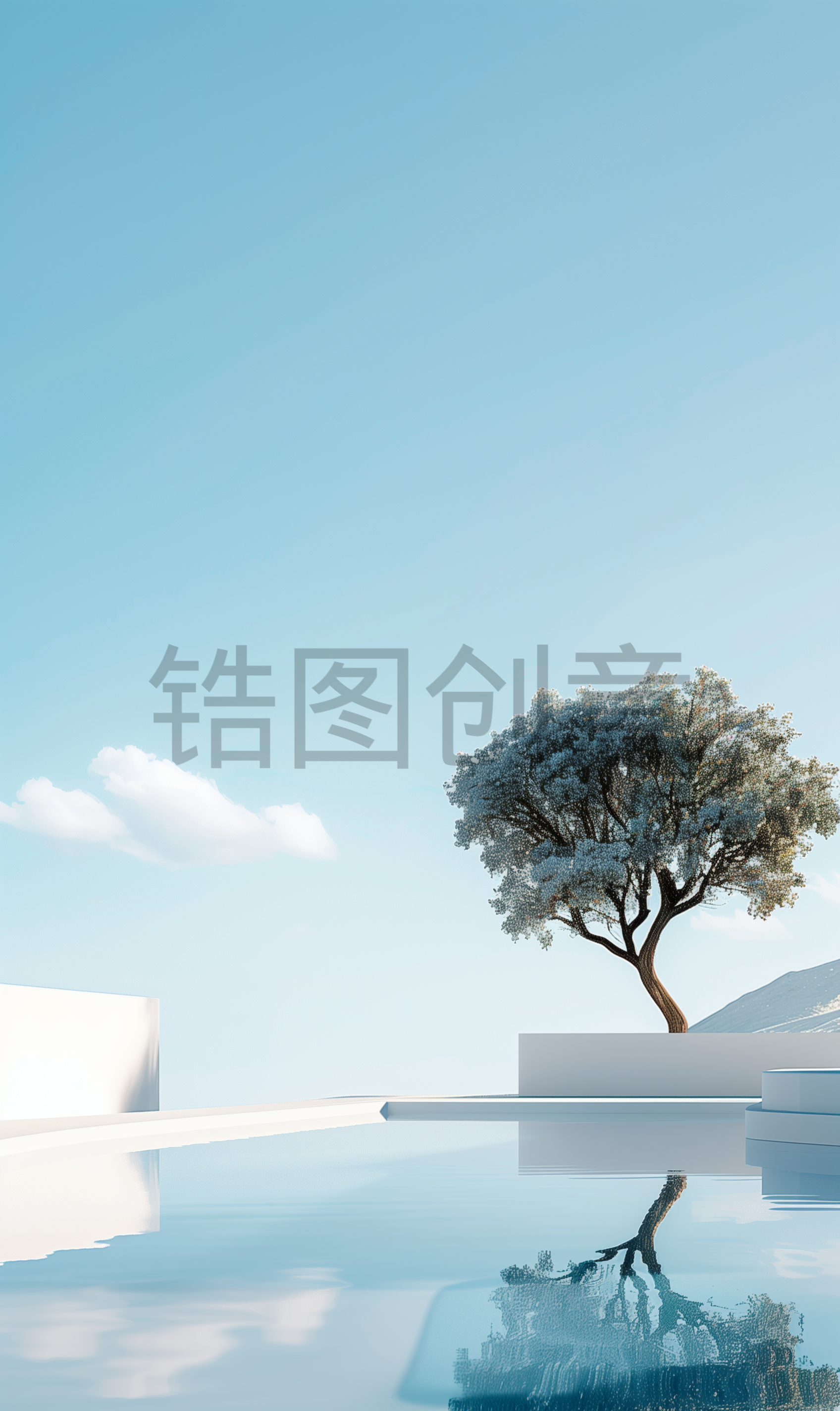 定设网-建筑系列蓝色大气建筑空间简约空间感渐变背景