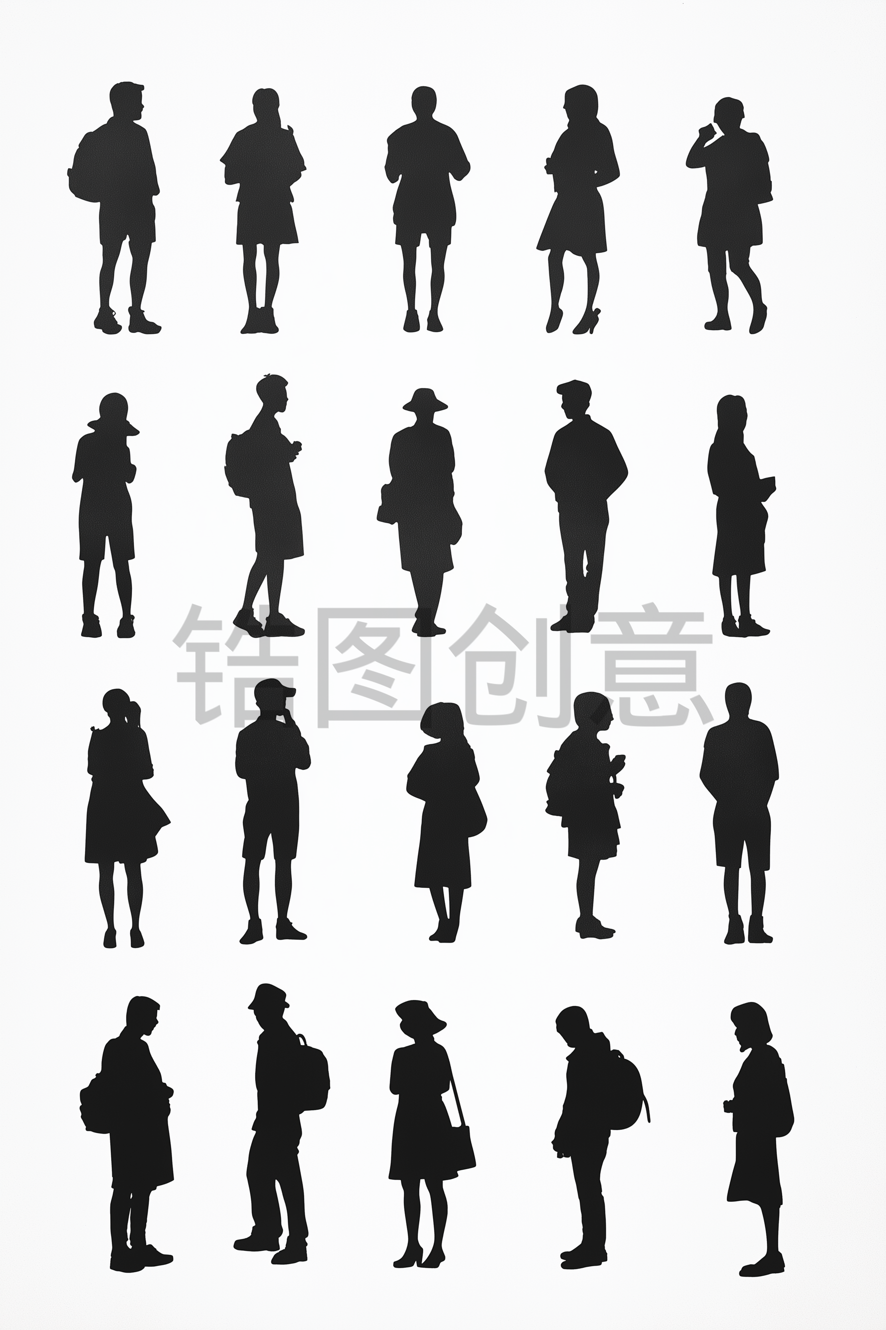 男女通用人物剪影背景素材