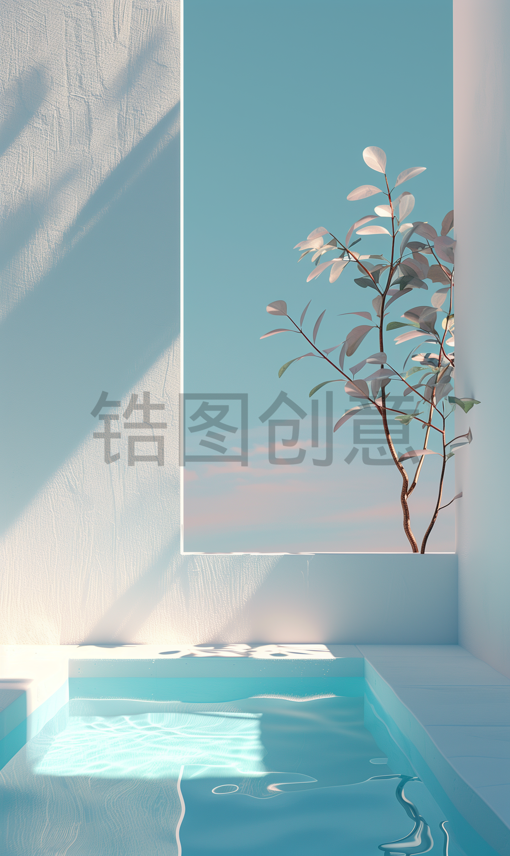 定设网-建筑系列蓝色大气建筑空间简约空间感渐变背景