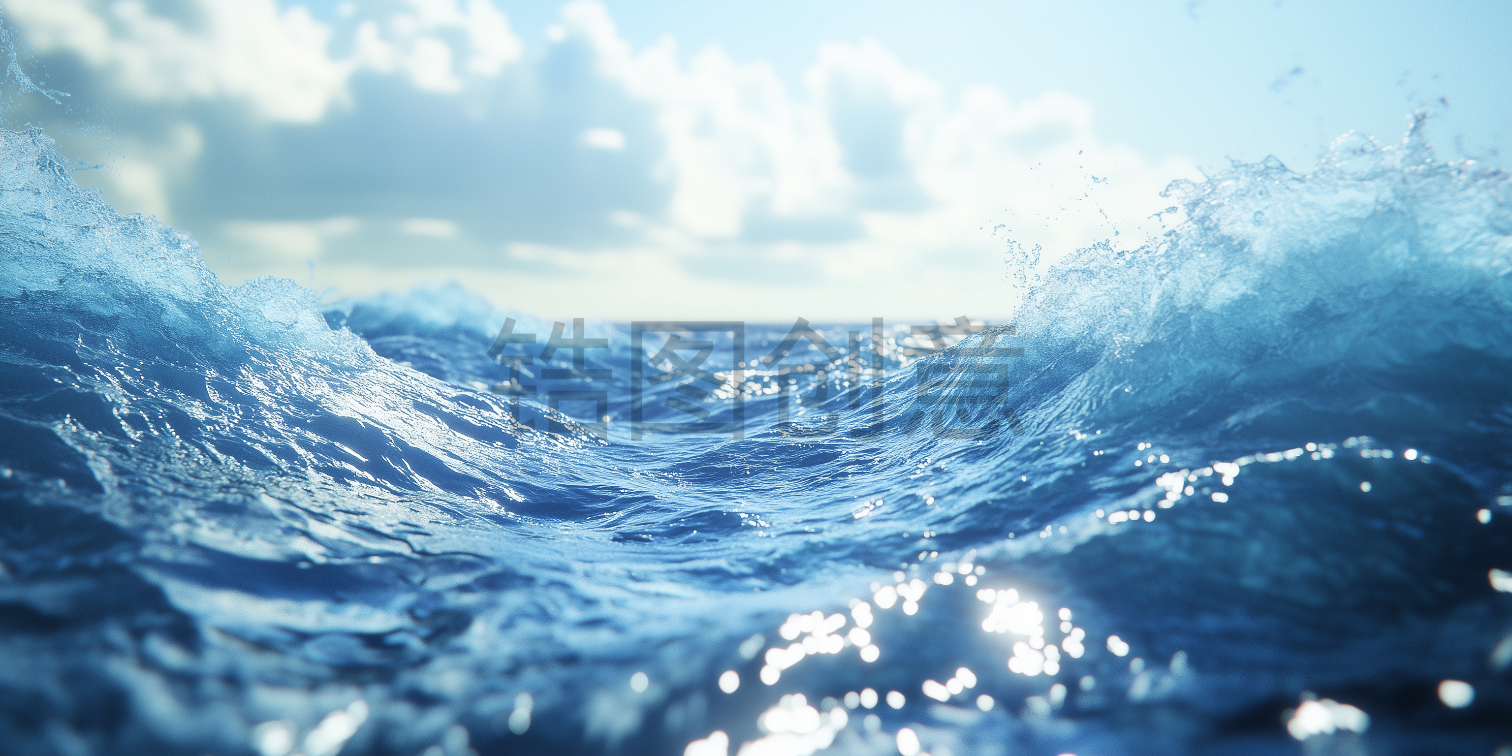 蓝色大海海浪浪花元素素材