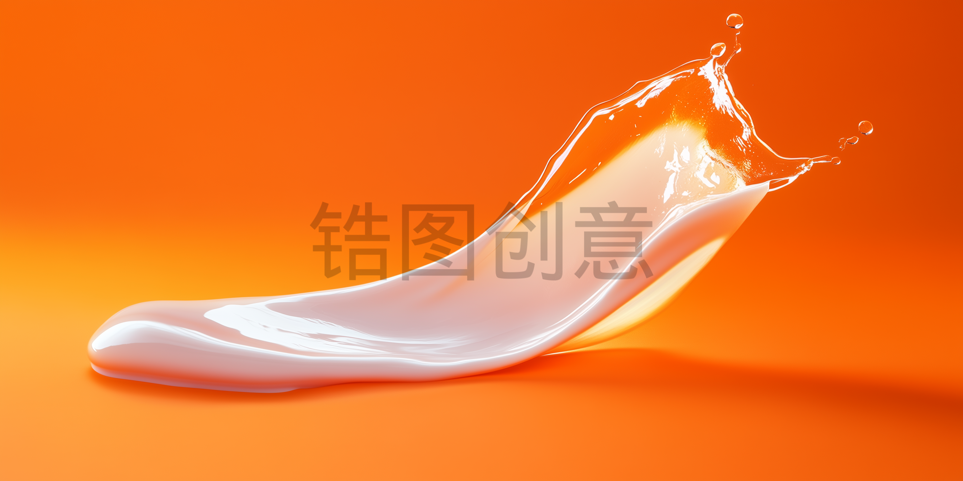 白色液体化妆美妆飞溅泼洒与水滴抽象风格背景