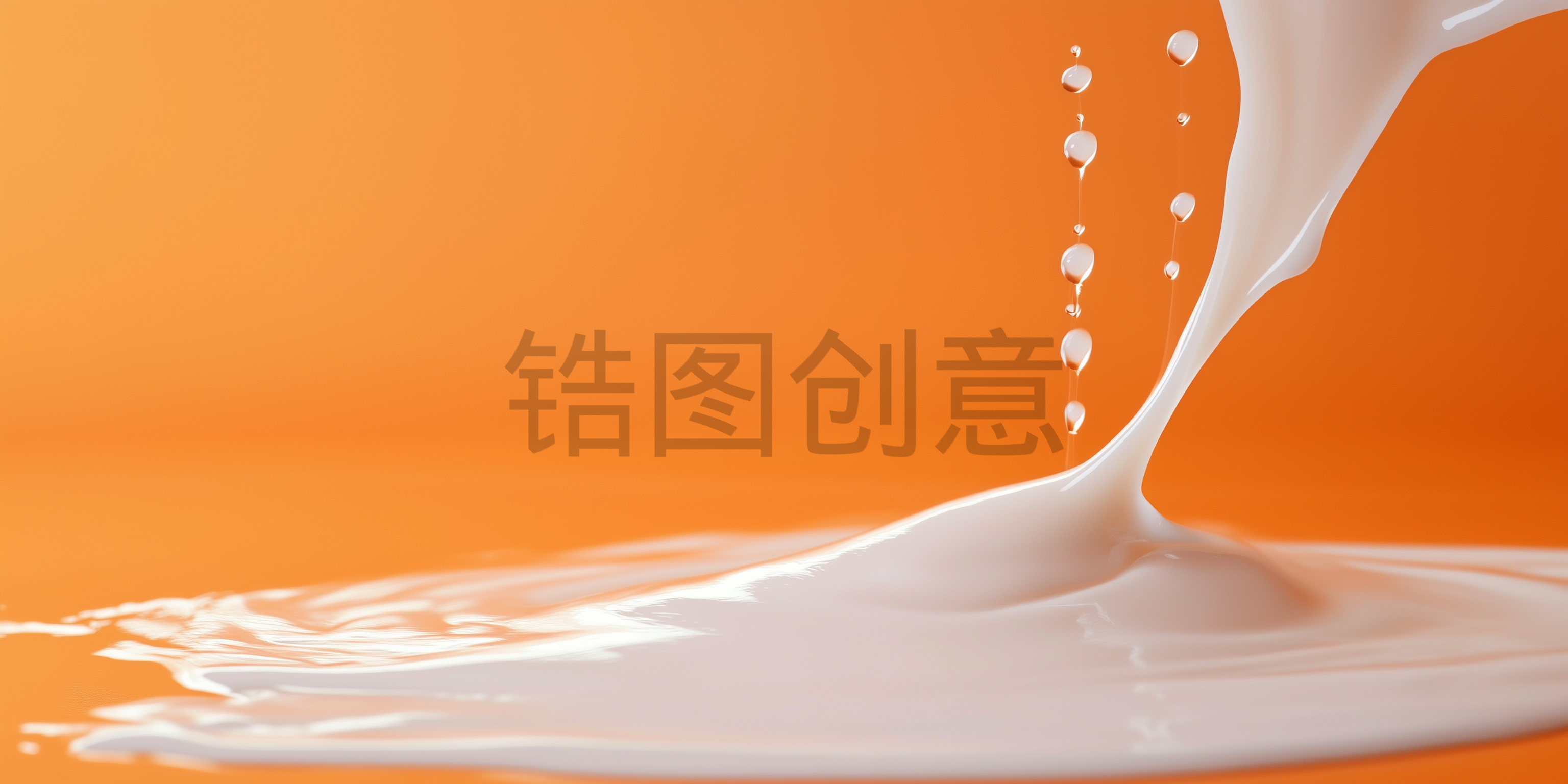 白色液体化妆美妆飞溅泼洒与水滴抽象风格背景
