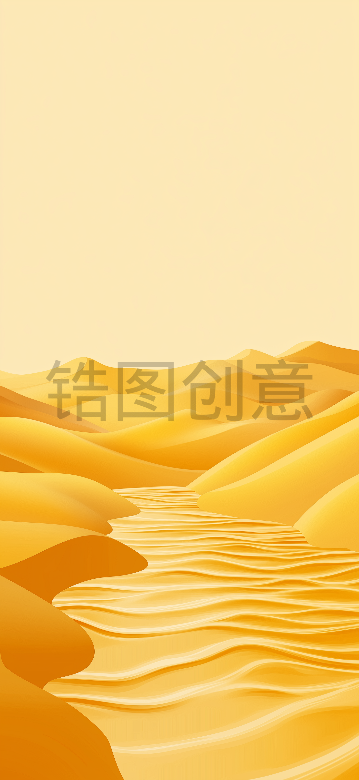 黄色渐变沙漠沙丘抽象流动曲线背景元素