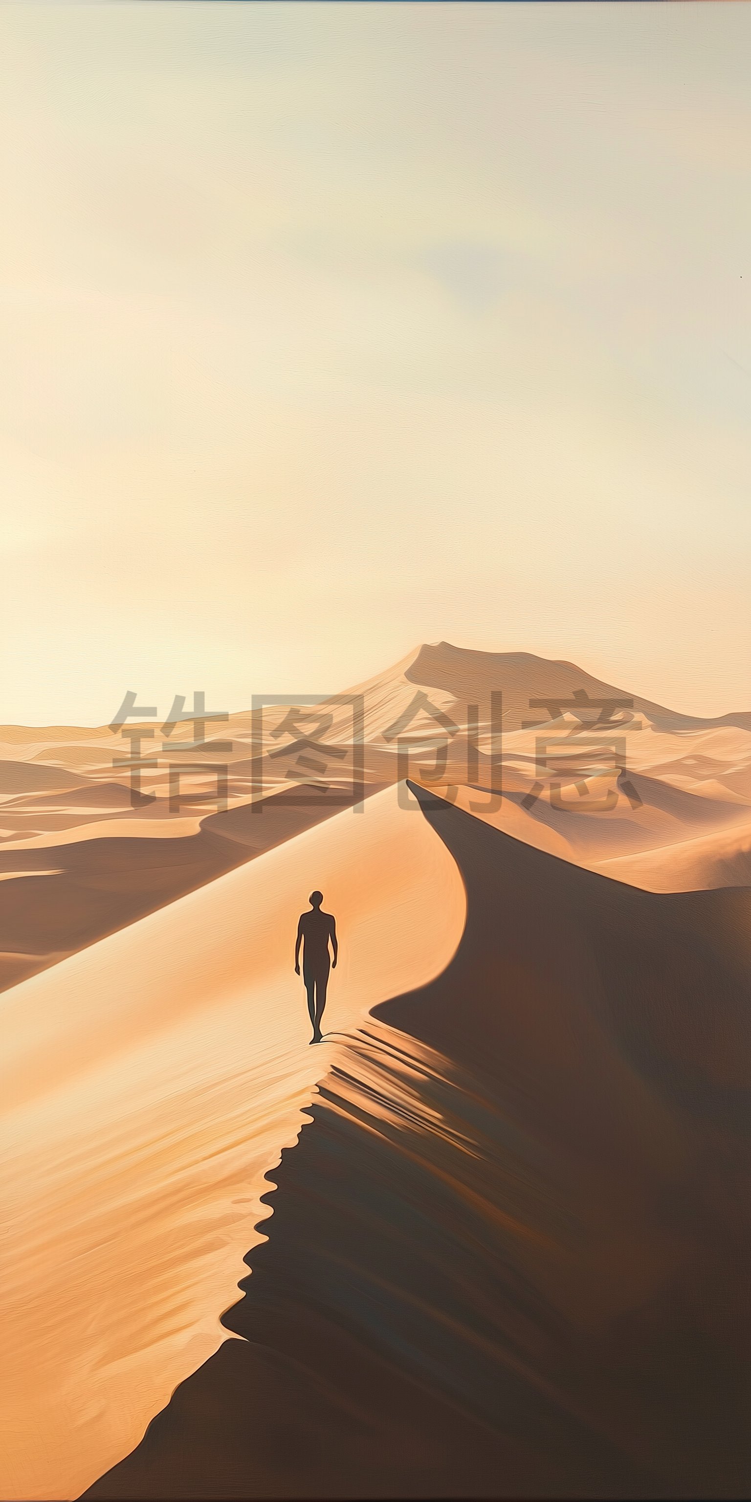 户外沙漠沙丘人物自然风光风景插画素材