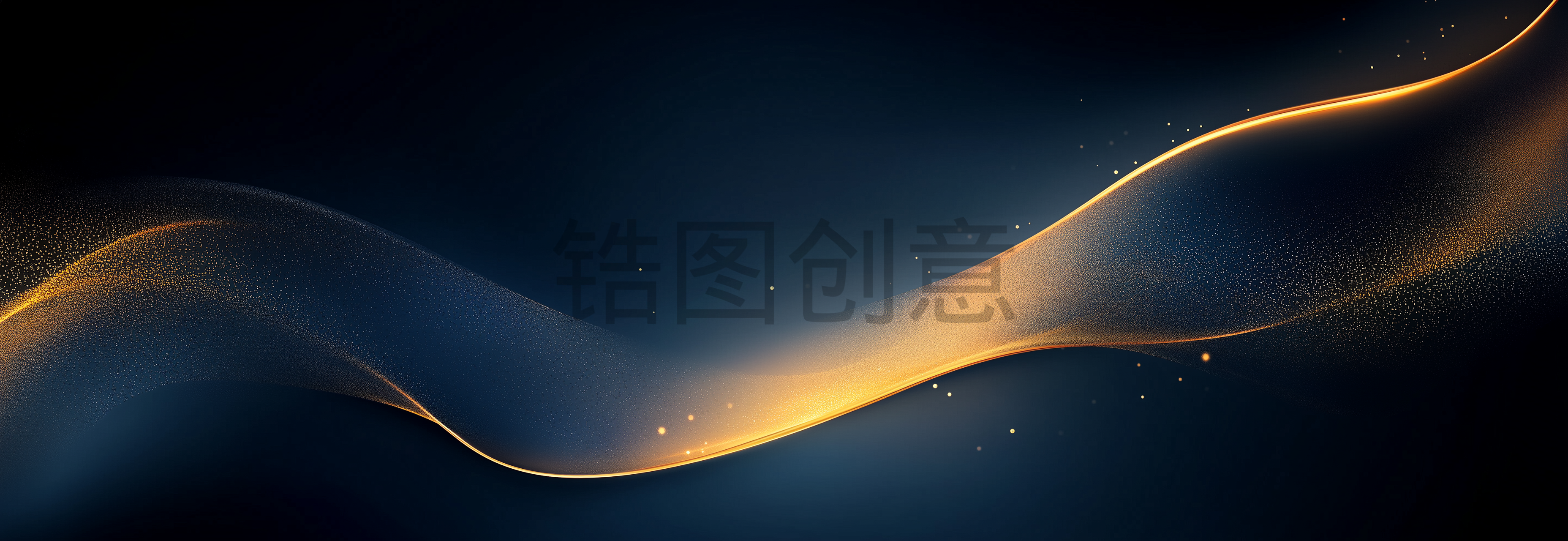 深蓝色渐变鎏金线条曲线流动质感纹理背景