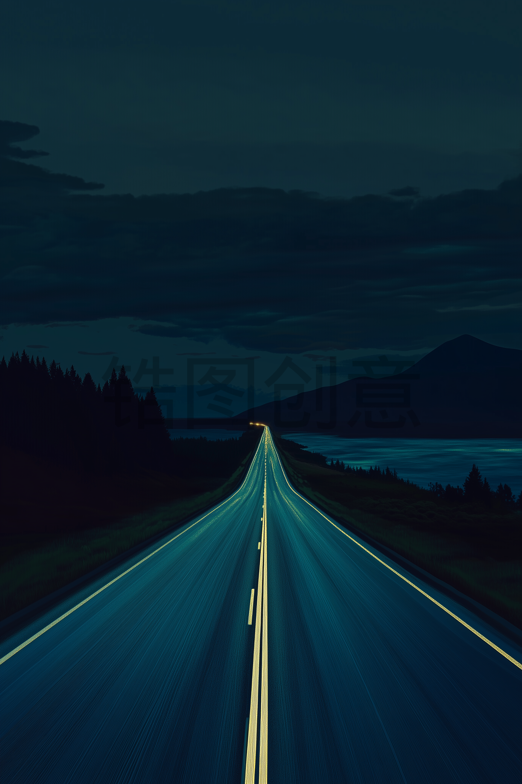 夜景道路公路风景插画背景