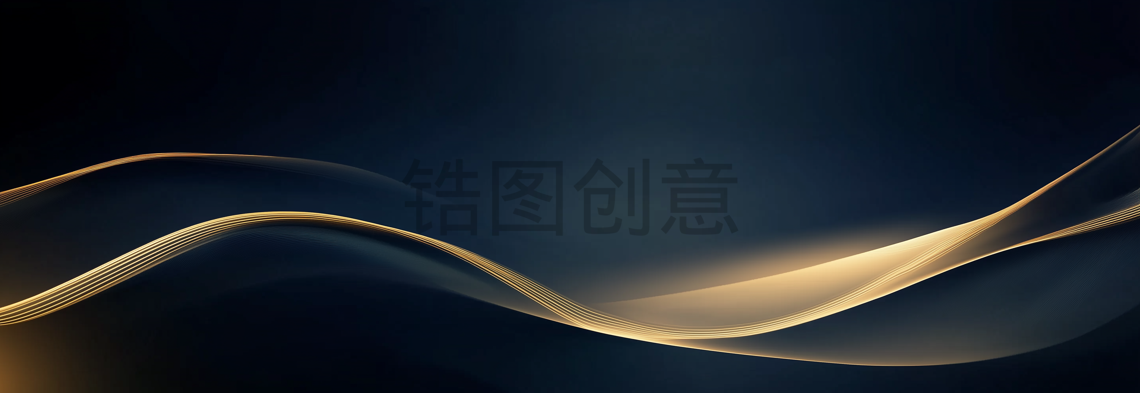 深蓝色渐变鎏金线条曲线流动质感纹理背景