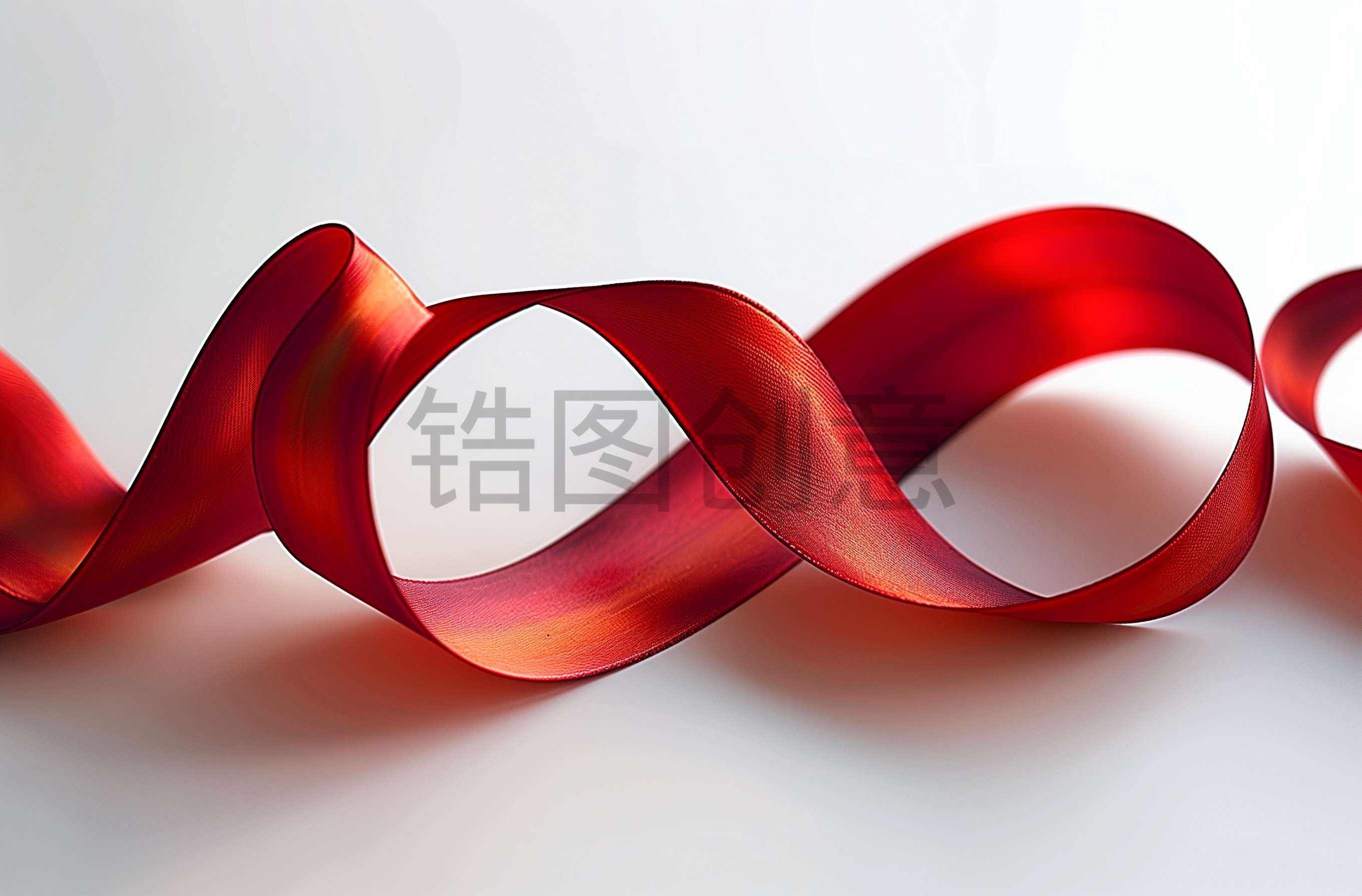 红色丝带飘带3D渲染抽象质感背景