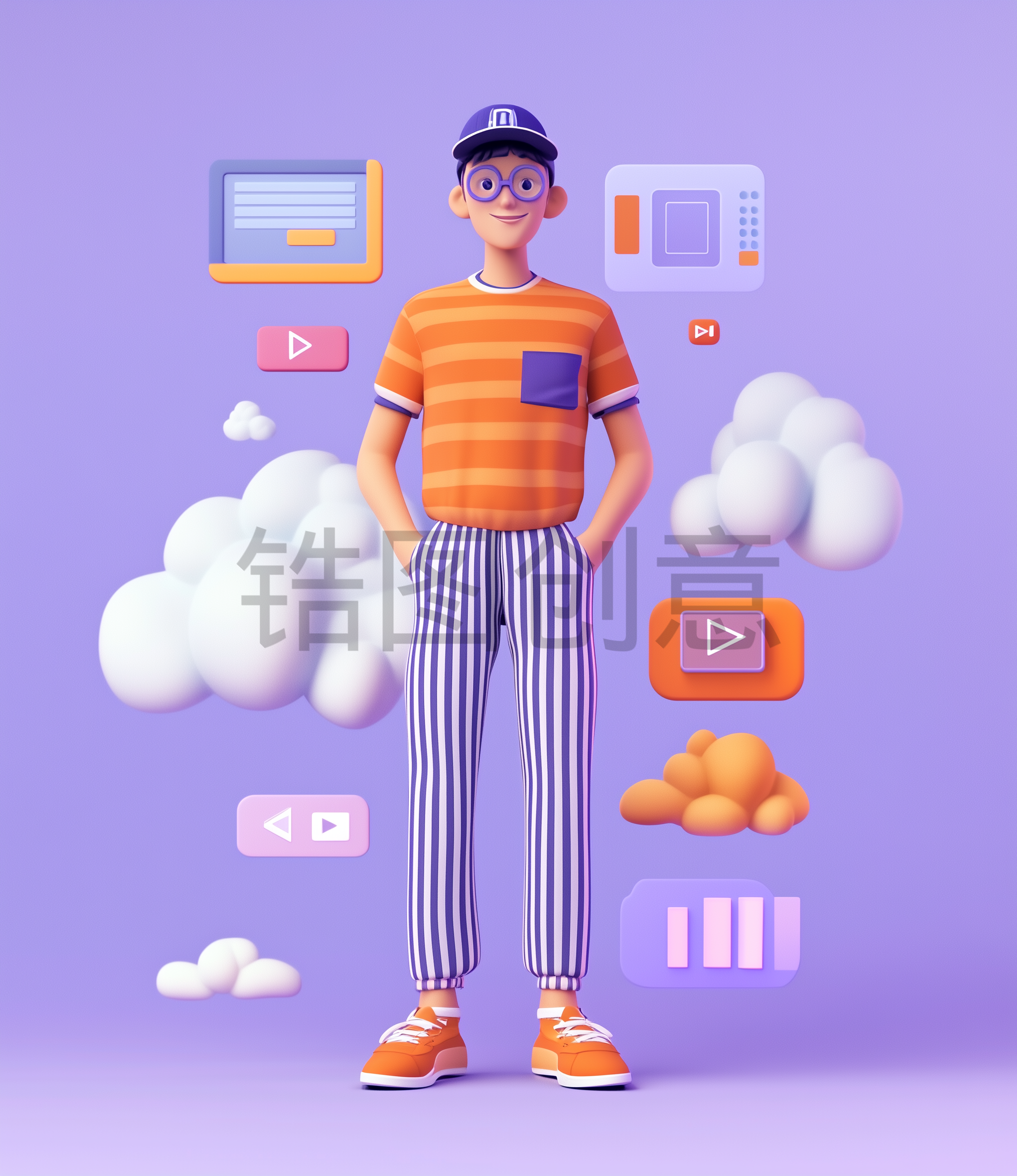 人物系列3D皮克斯潮酷男性卡通人物