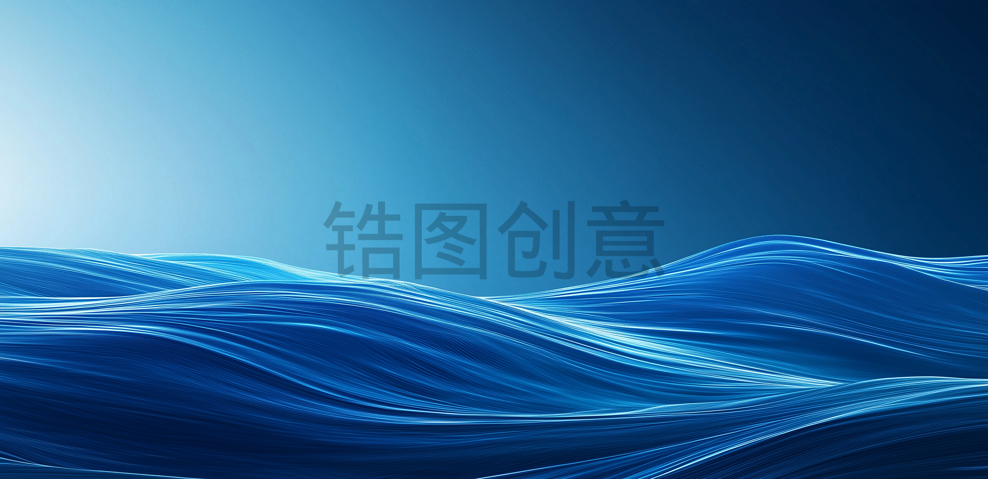 蓝色渐变波浪曲线抽象质感背景