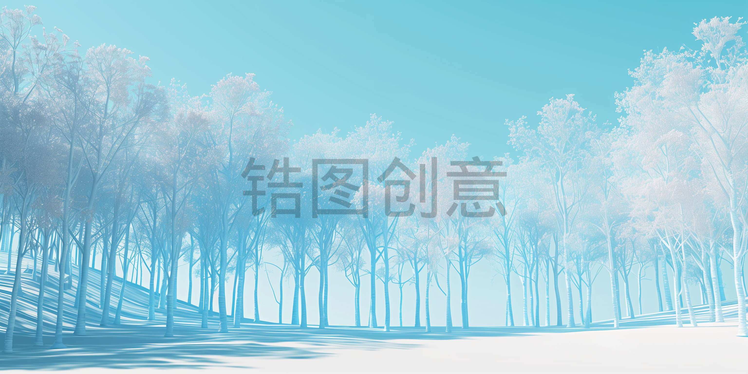 数字ai冬日冬季冬日树林雪景风景场景背景