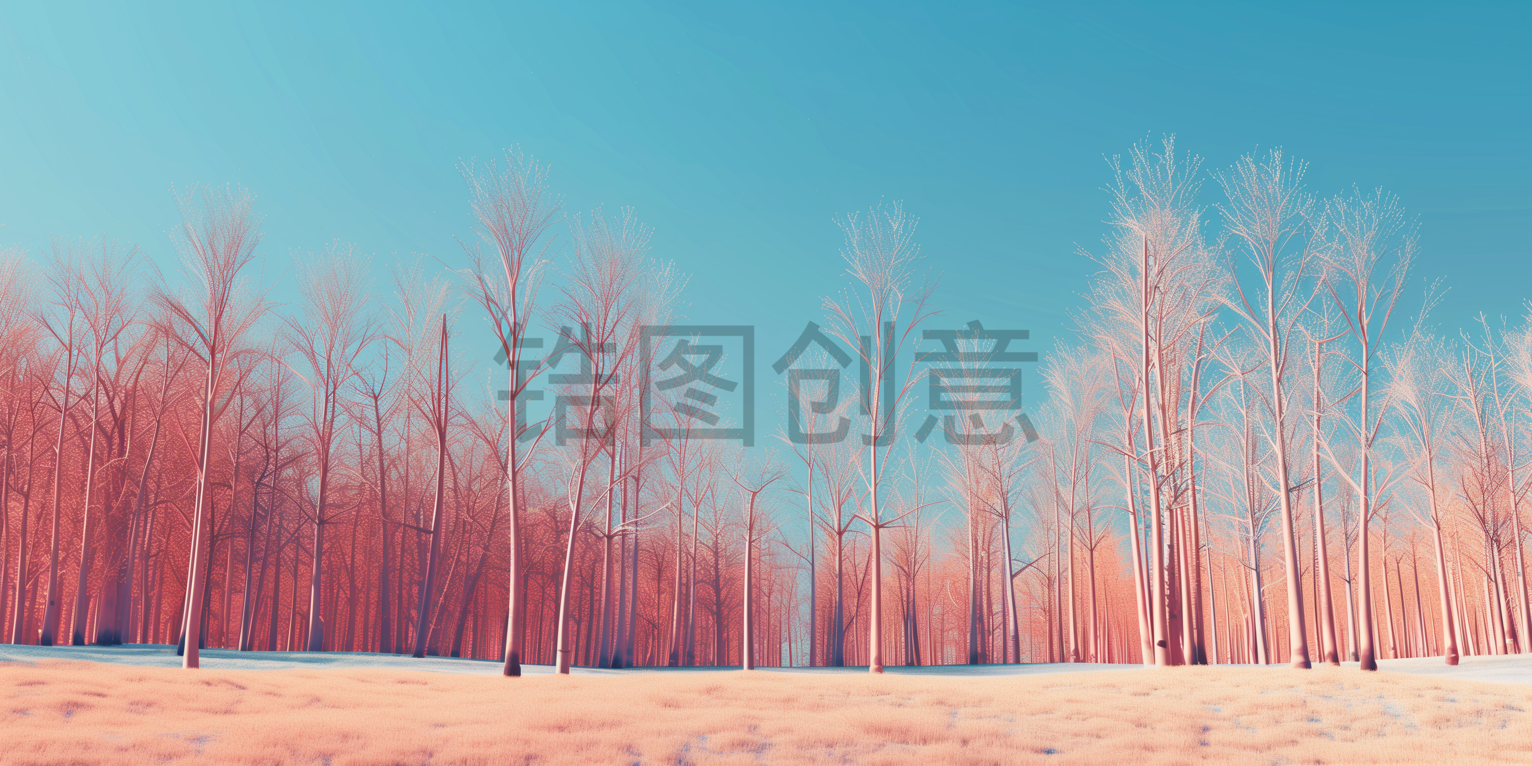 数字ai植物红色森林树林场景背景图片