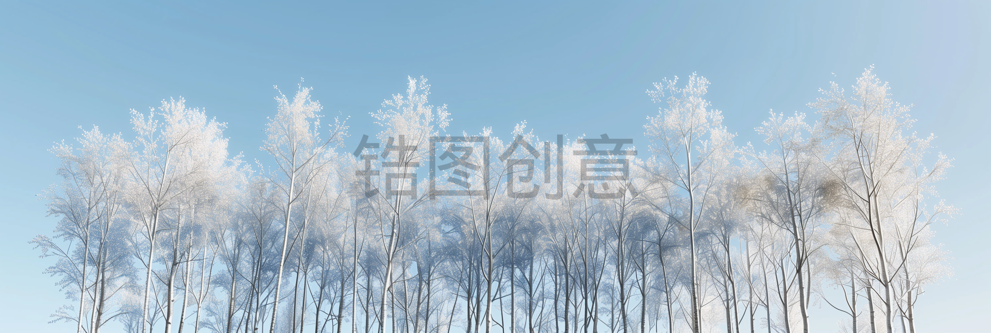 数字ai植物平视直排森林树林冬日冬季场景背景图片