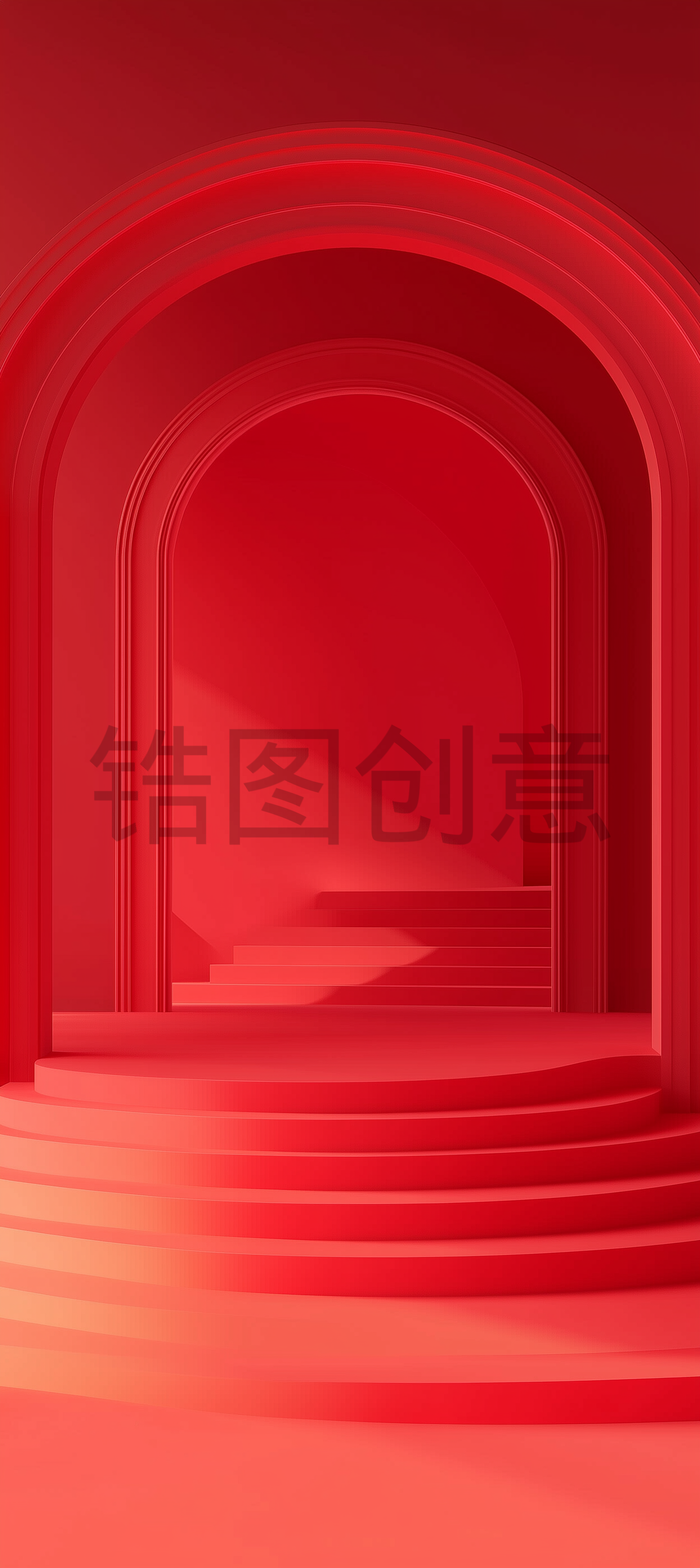 定设网-红色弧形拱门空间背景