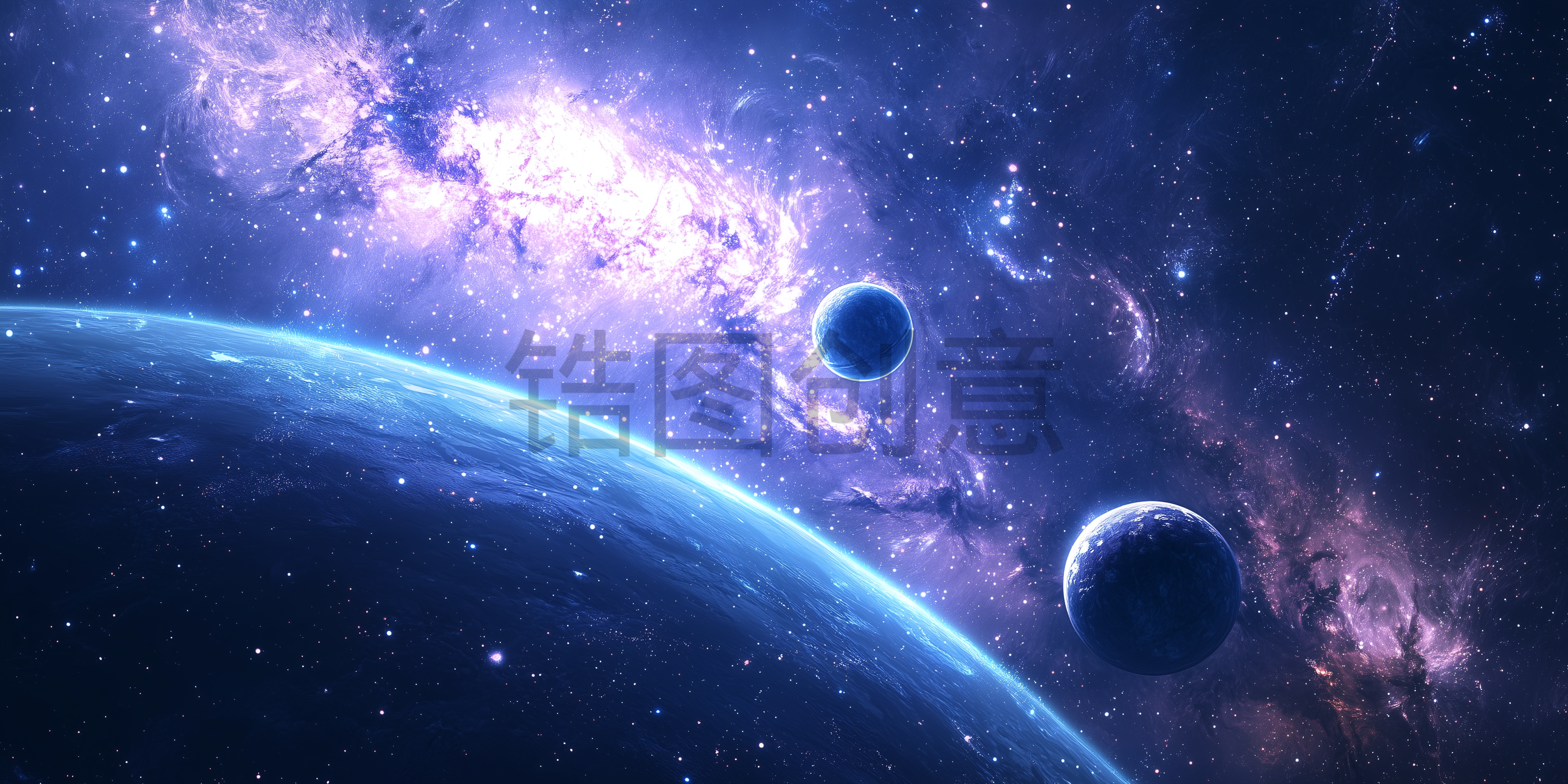 蓝色大气宇宙系列蓝光地球星球球体表面轮背景