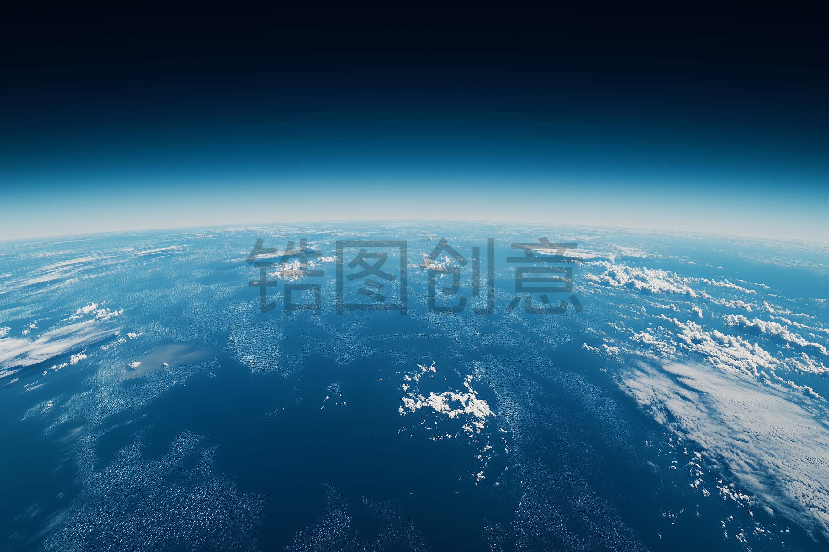 上空航拍俯瞰拍摄广阔蓝天白云海洋地平线照片