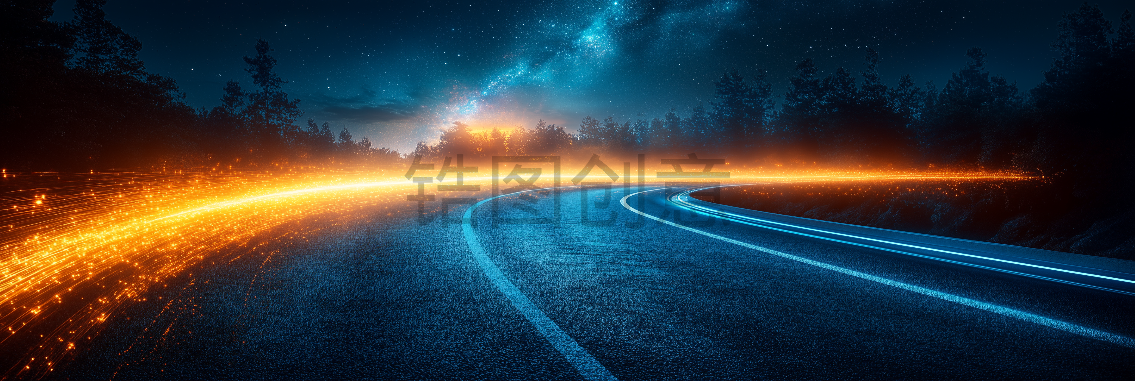 公路道路上光轨光斑光线合成素材