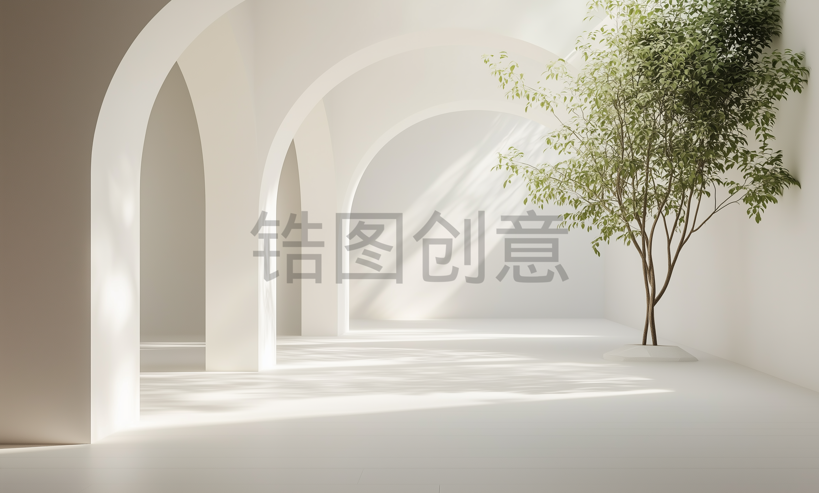 建筑系列白色浅灰色大气建筑室内空间背景