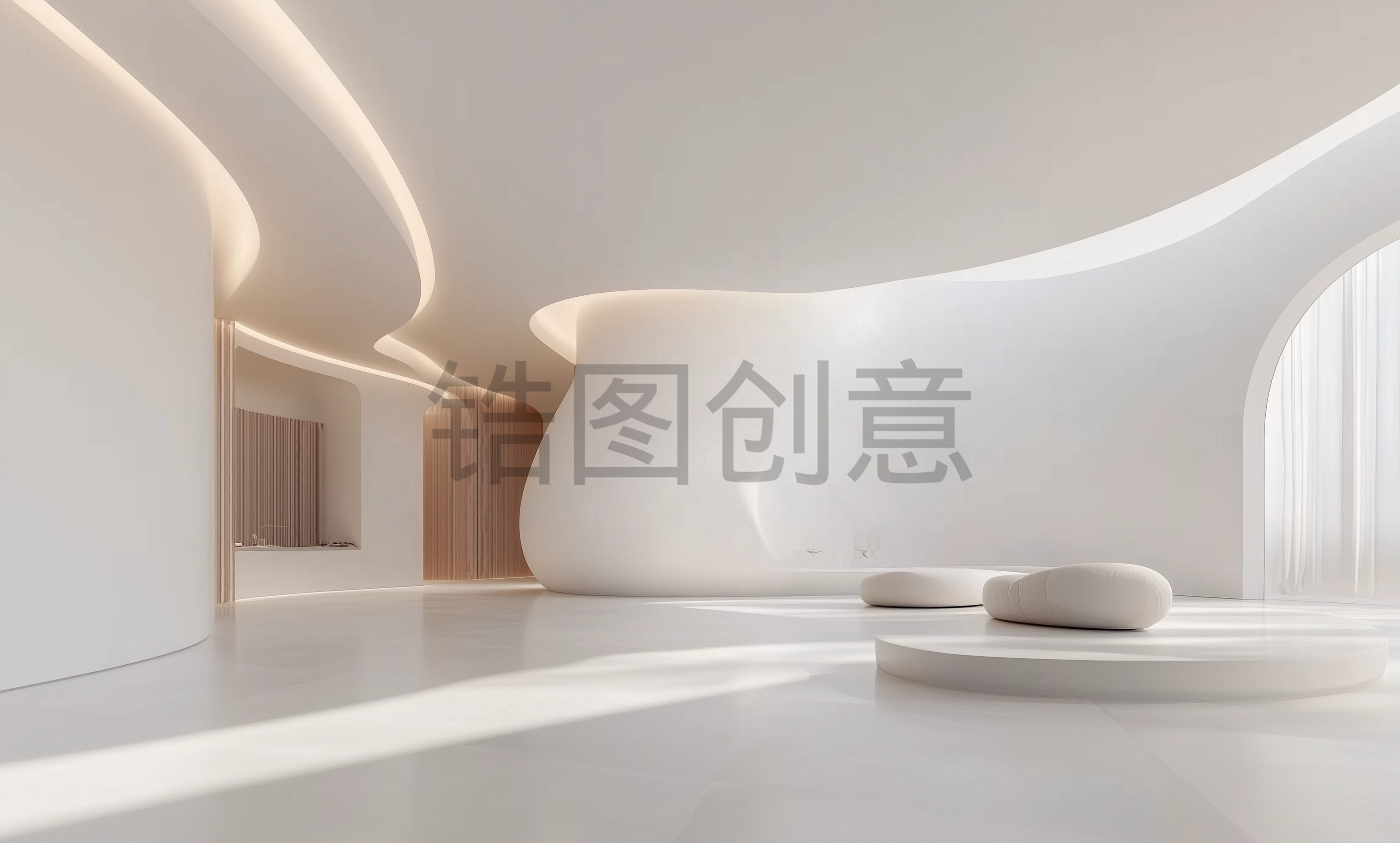 建筑系列白色浅灰色大气建筑室内空间背景