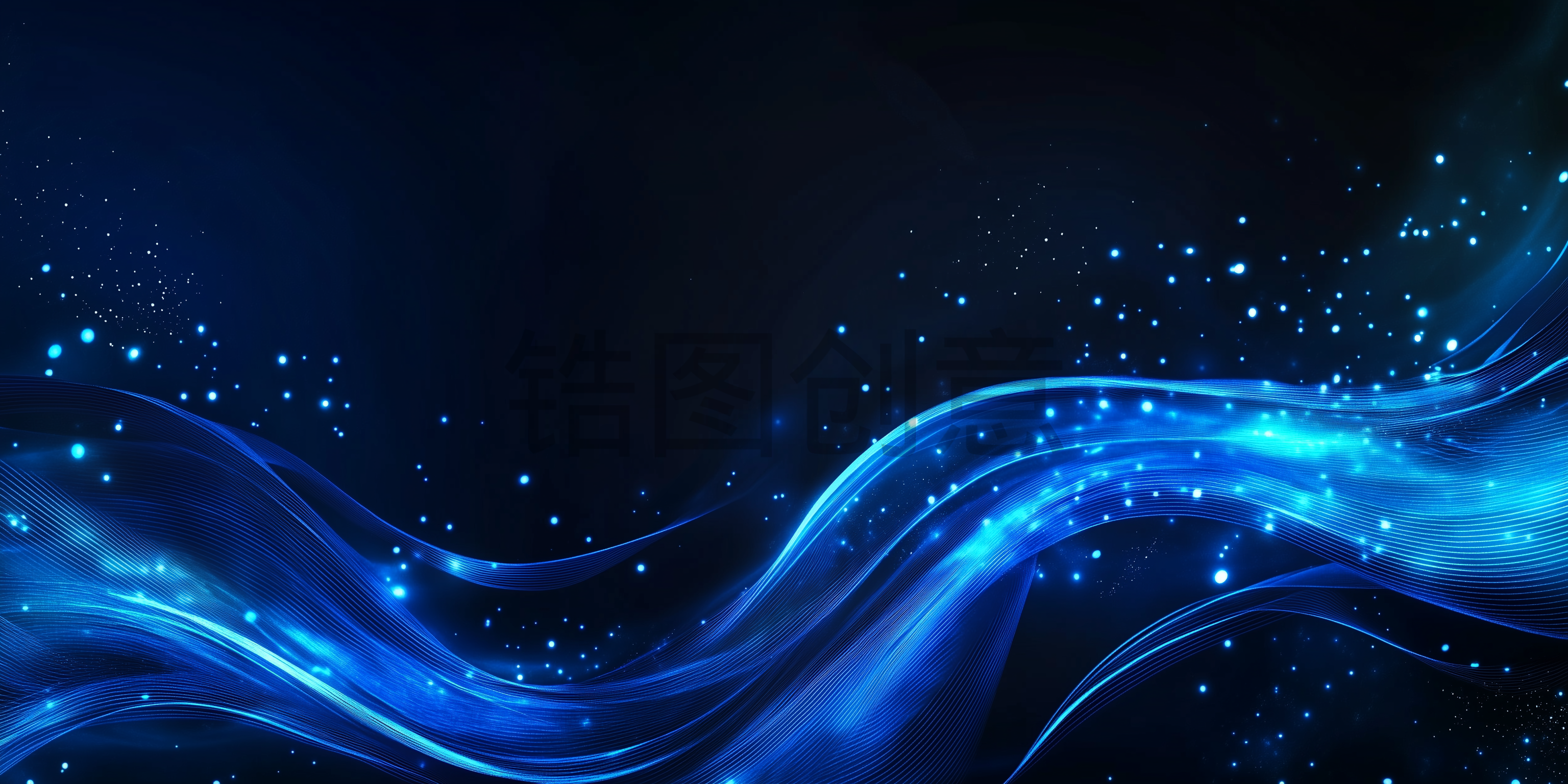 蓝色渐变光线光斑流动流体线条科技背景