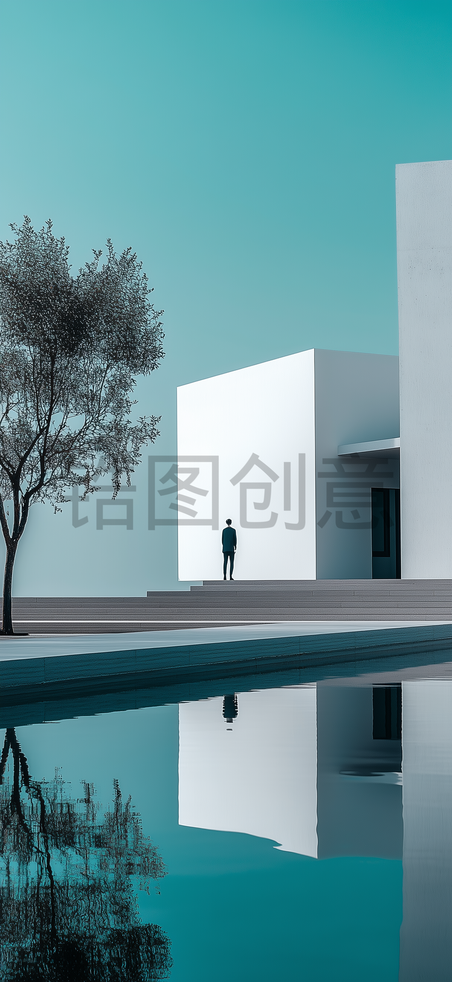 建筑系列蓝色大气建筑空间简约空间感背景