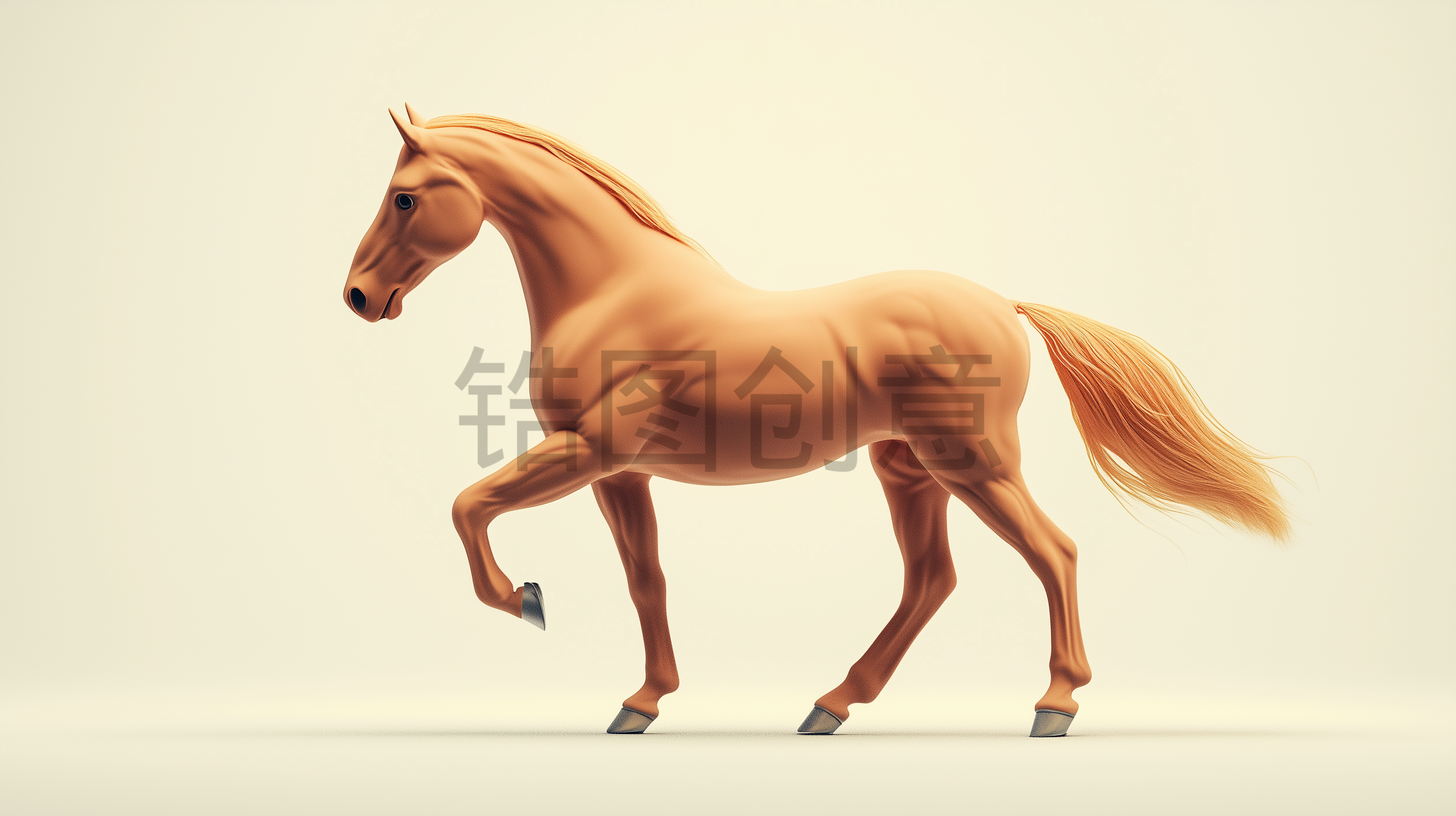 3d渲染棕色的马骏马元素