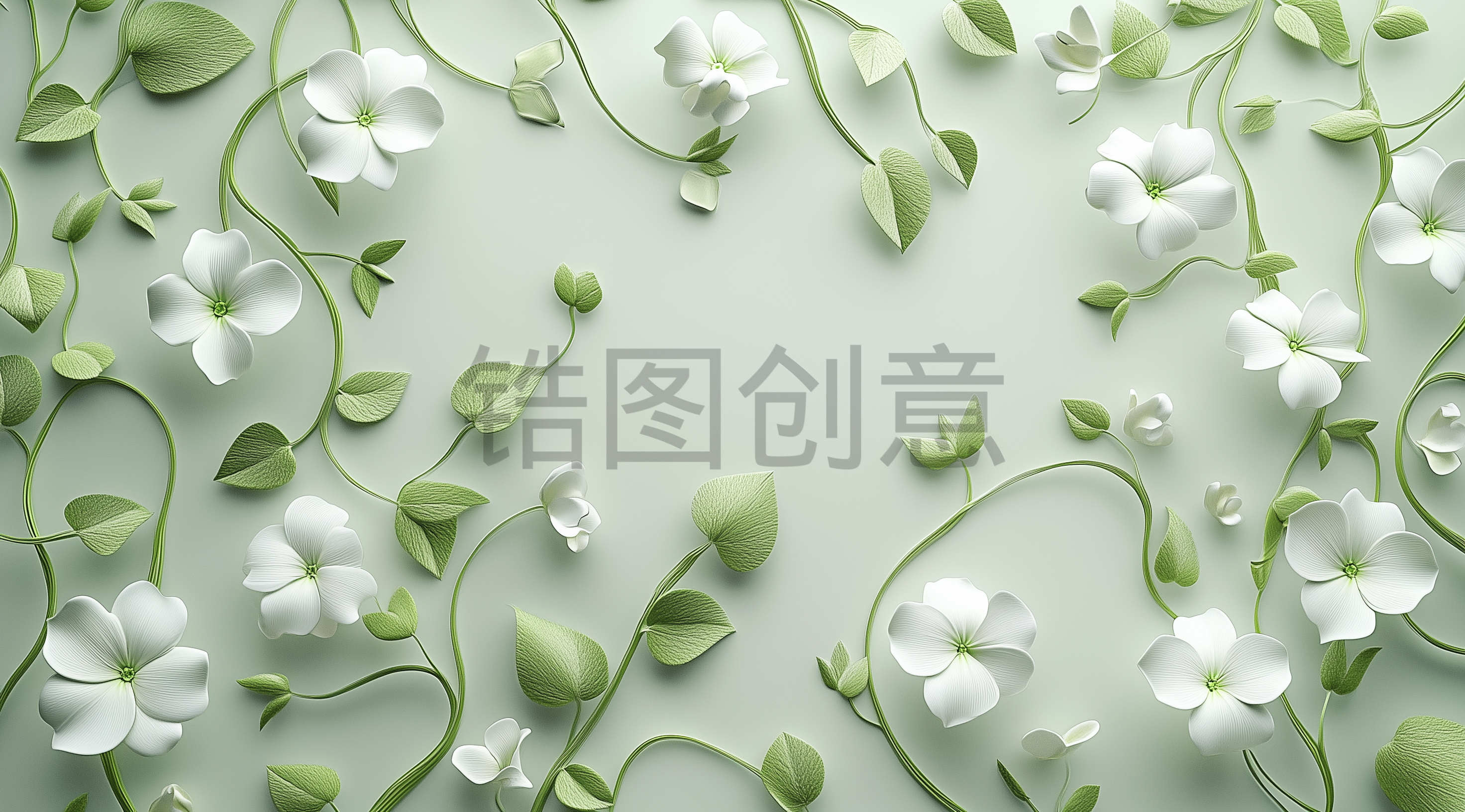 3d立体植物花卉平铺背景