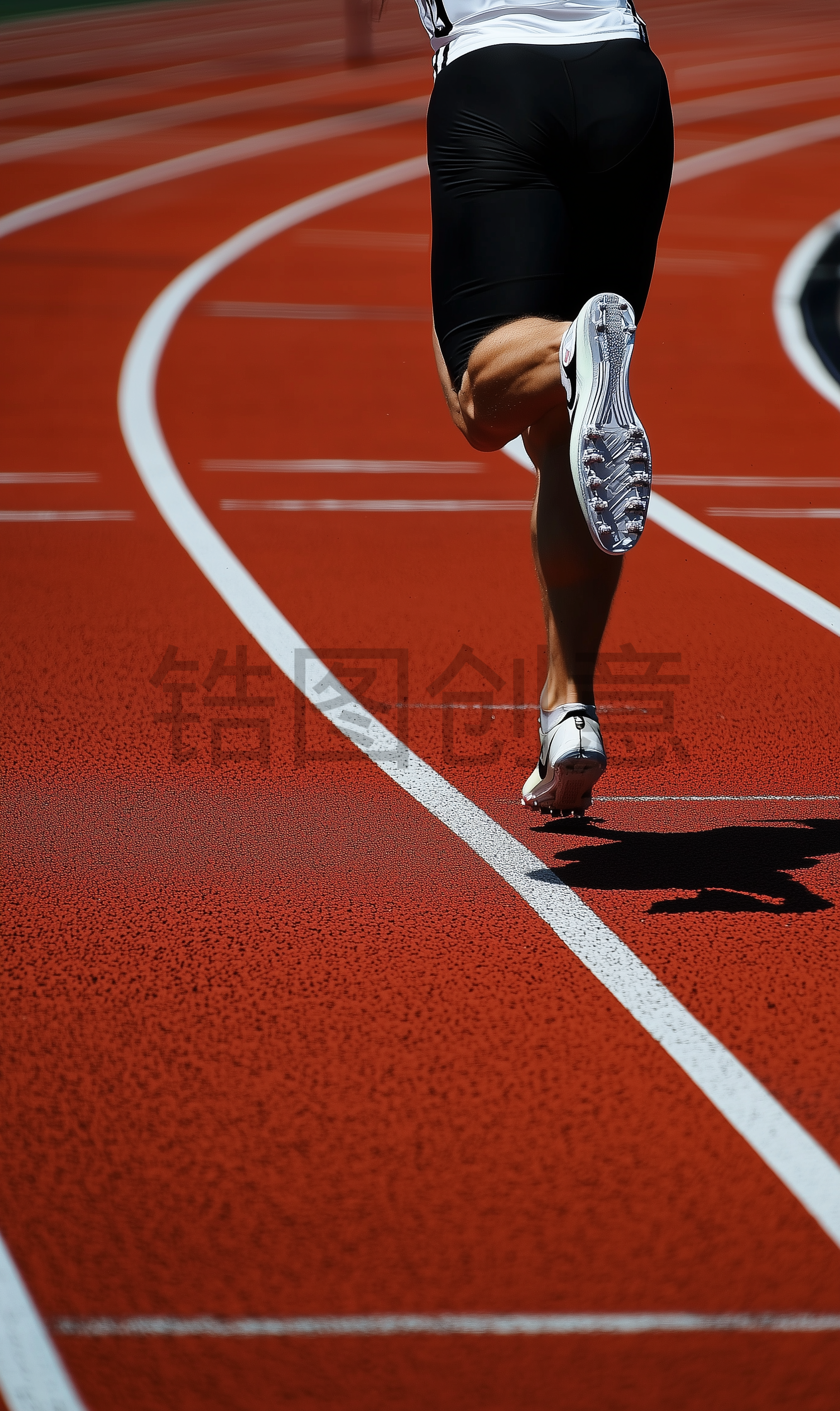 跑道体育场道路操场赛道跑步的运动员跑步脚部背影特写素材