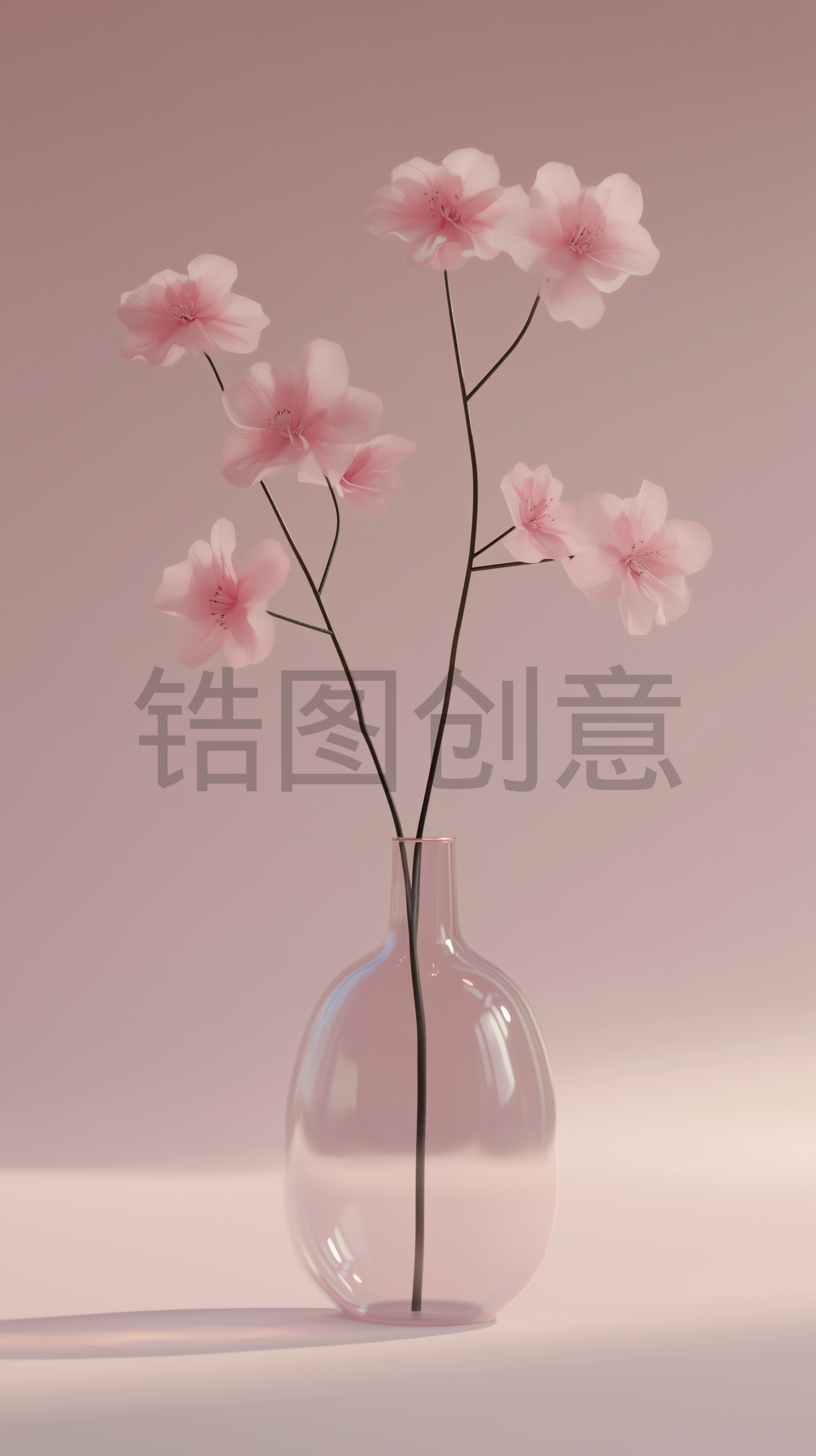 定设网-3d渲染植物花装饰花瓶元素