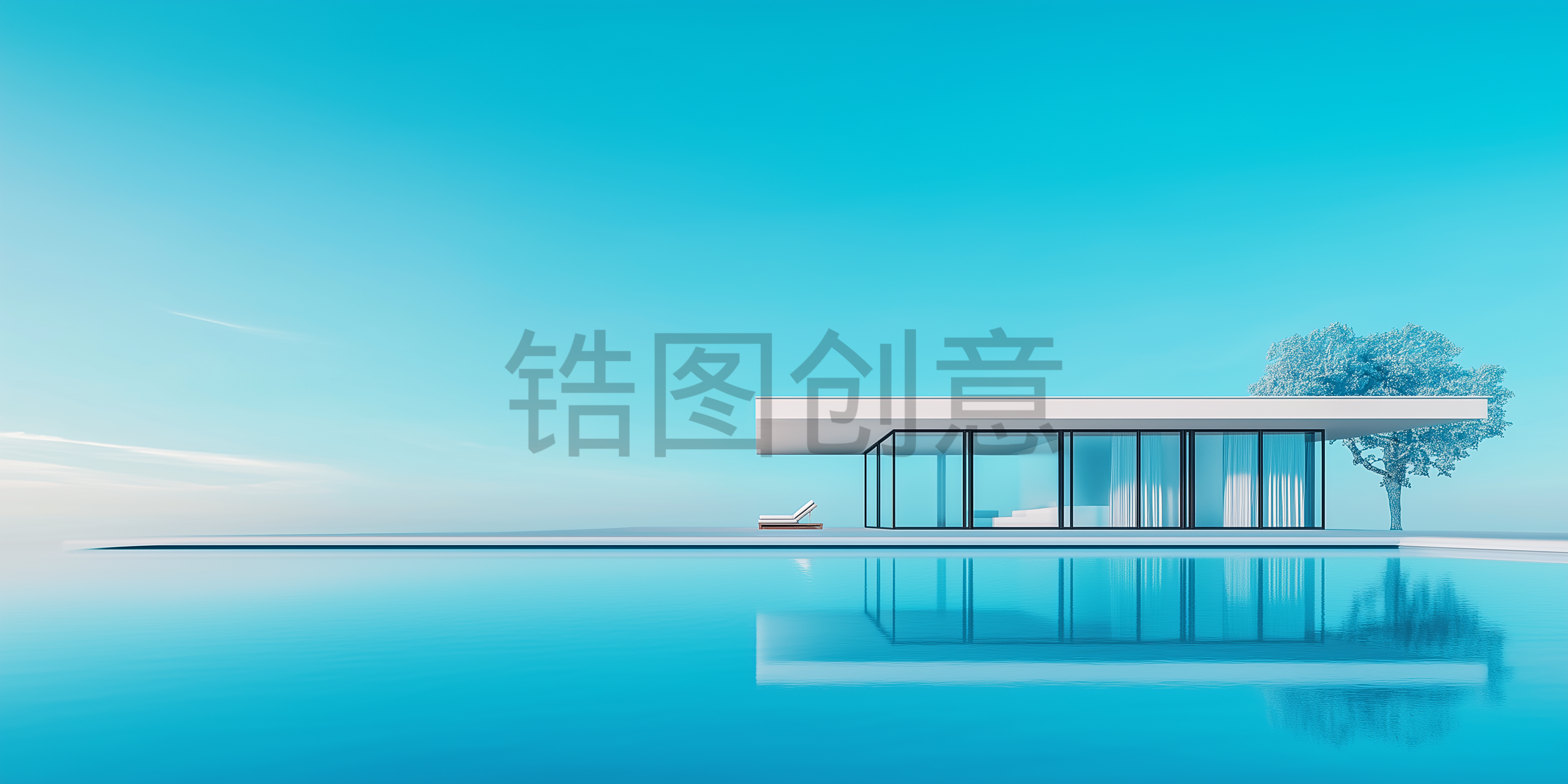 建筑系列蓝色大气建筑空间简约空间感背景
